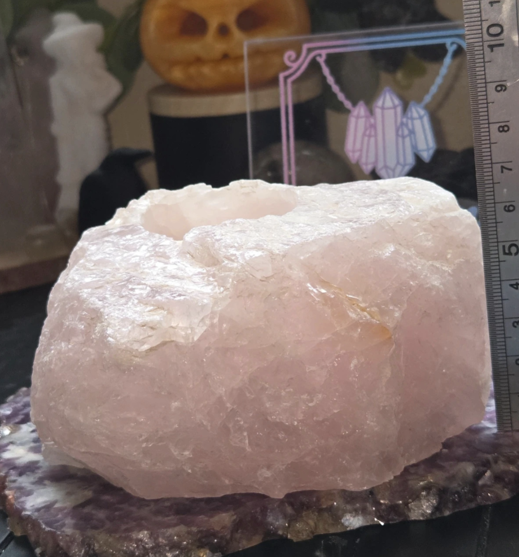 Sale - Rose quartz crystal tea light holder -50% off when added to basket