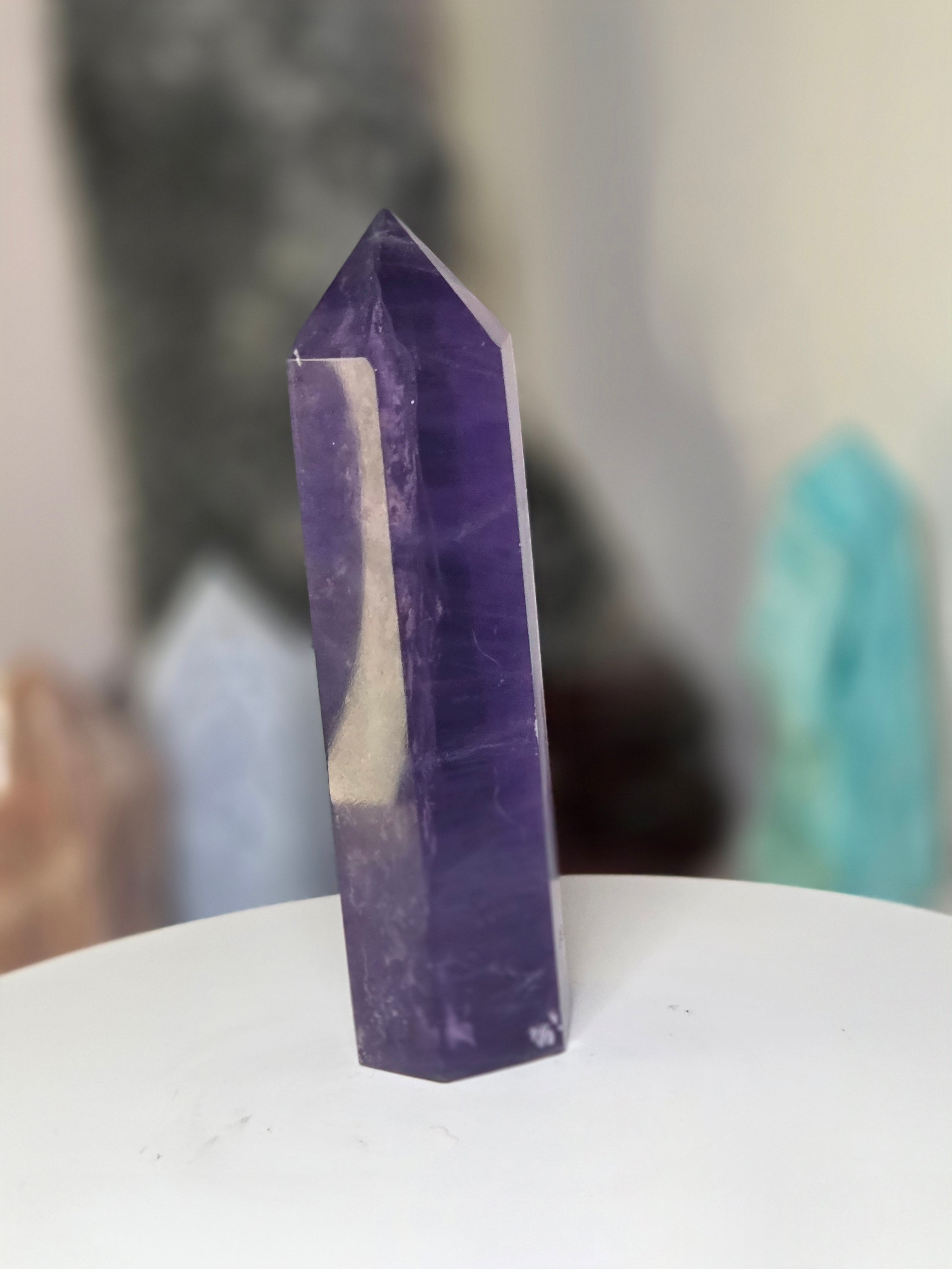 Purple flourite crystal tower