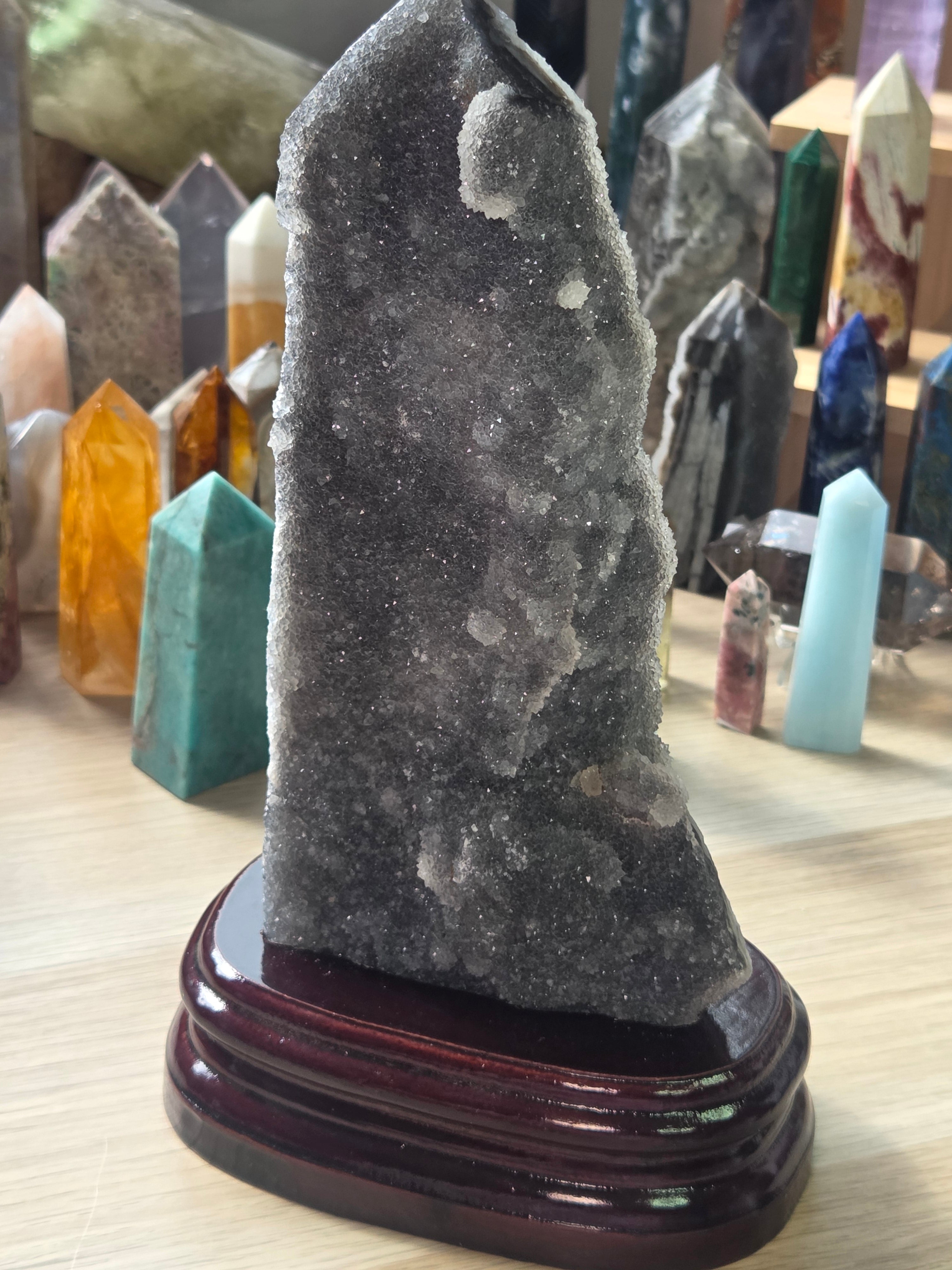 Extra large  Sphelerite crystal tower with custom stand 22.5cm