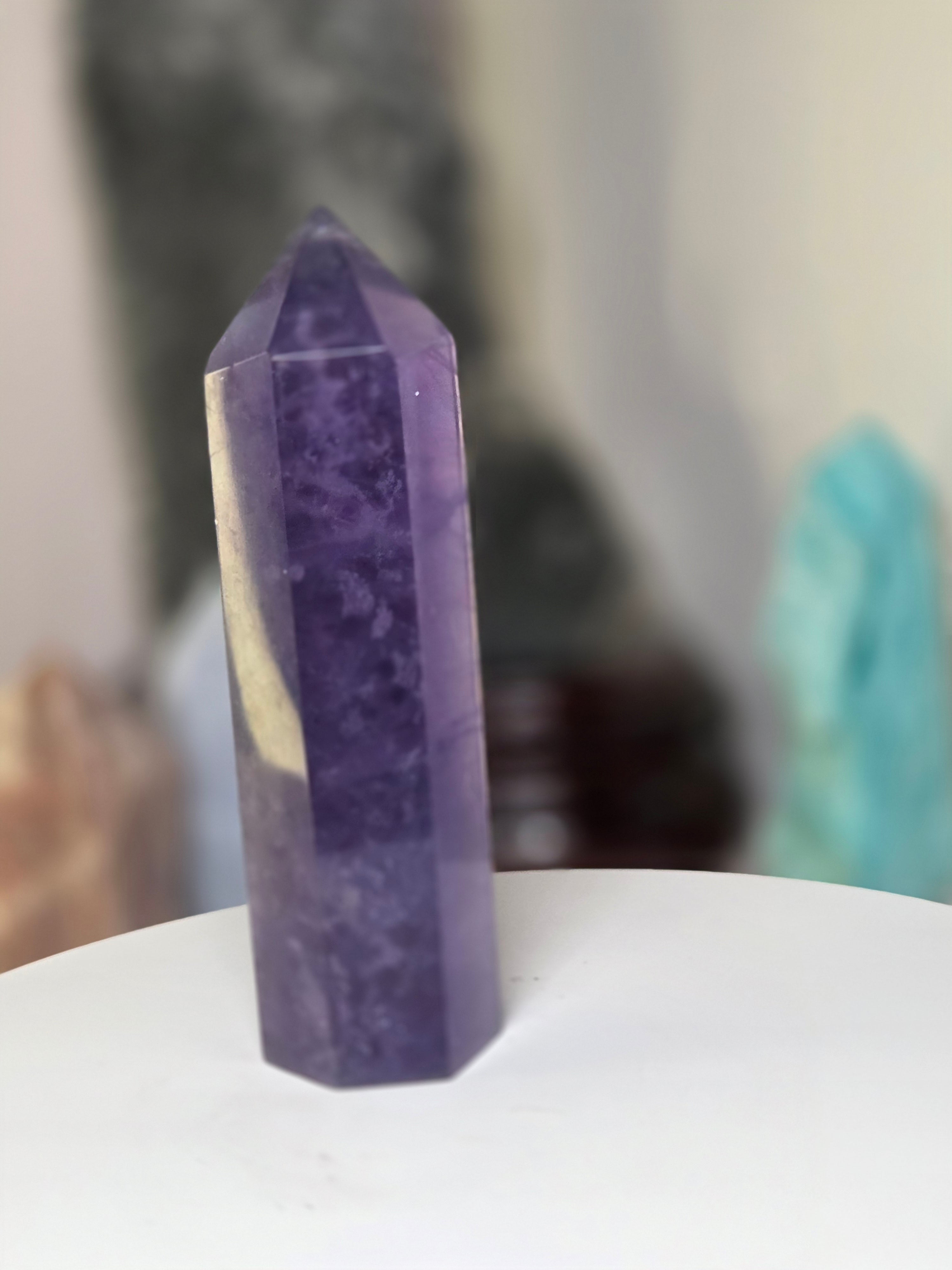 Purple flourite crystal tower