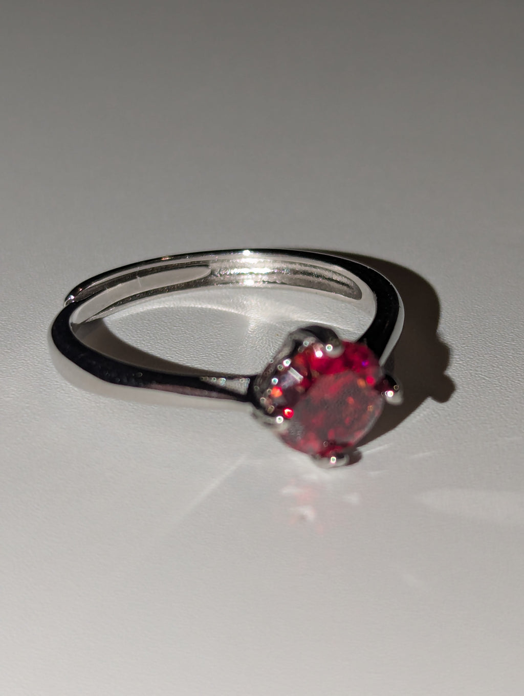Red Moissanite diamond Adjustable ring