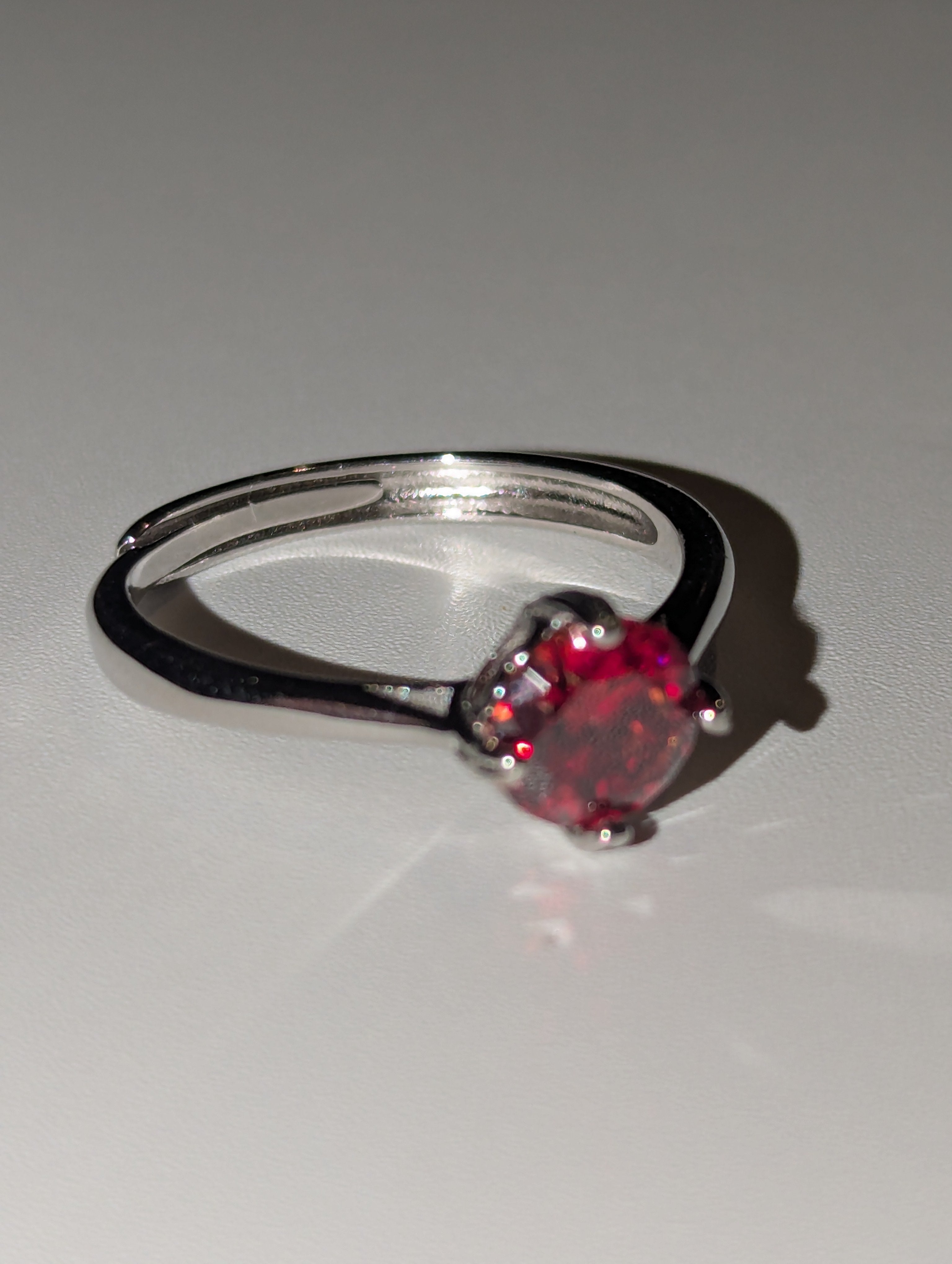 Red Moissanite diamond Adjustable ring