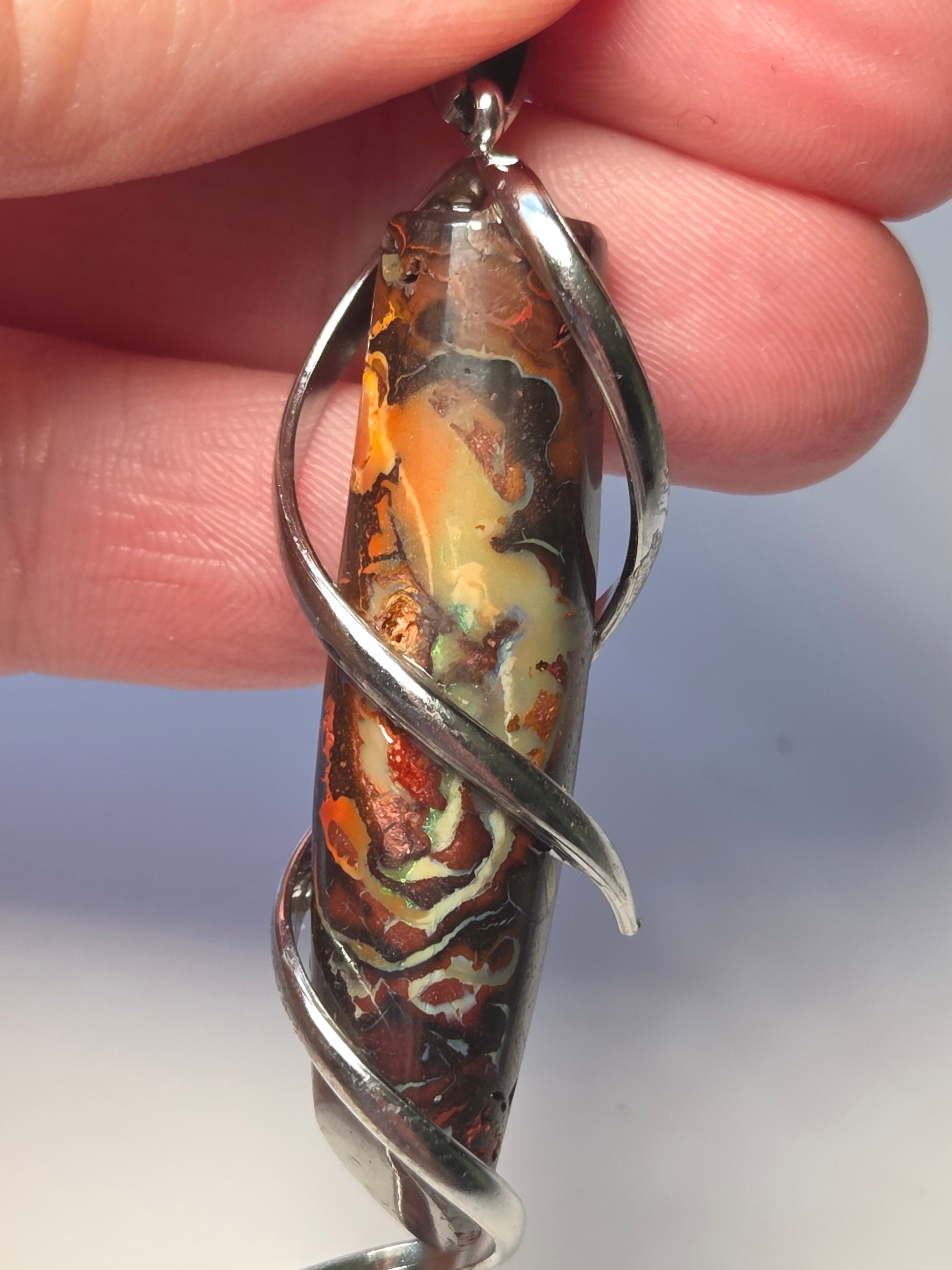 Australian bolder opal lipstick style necklace