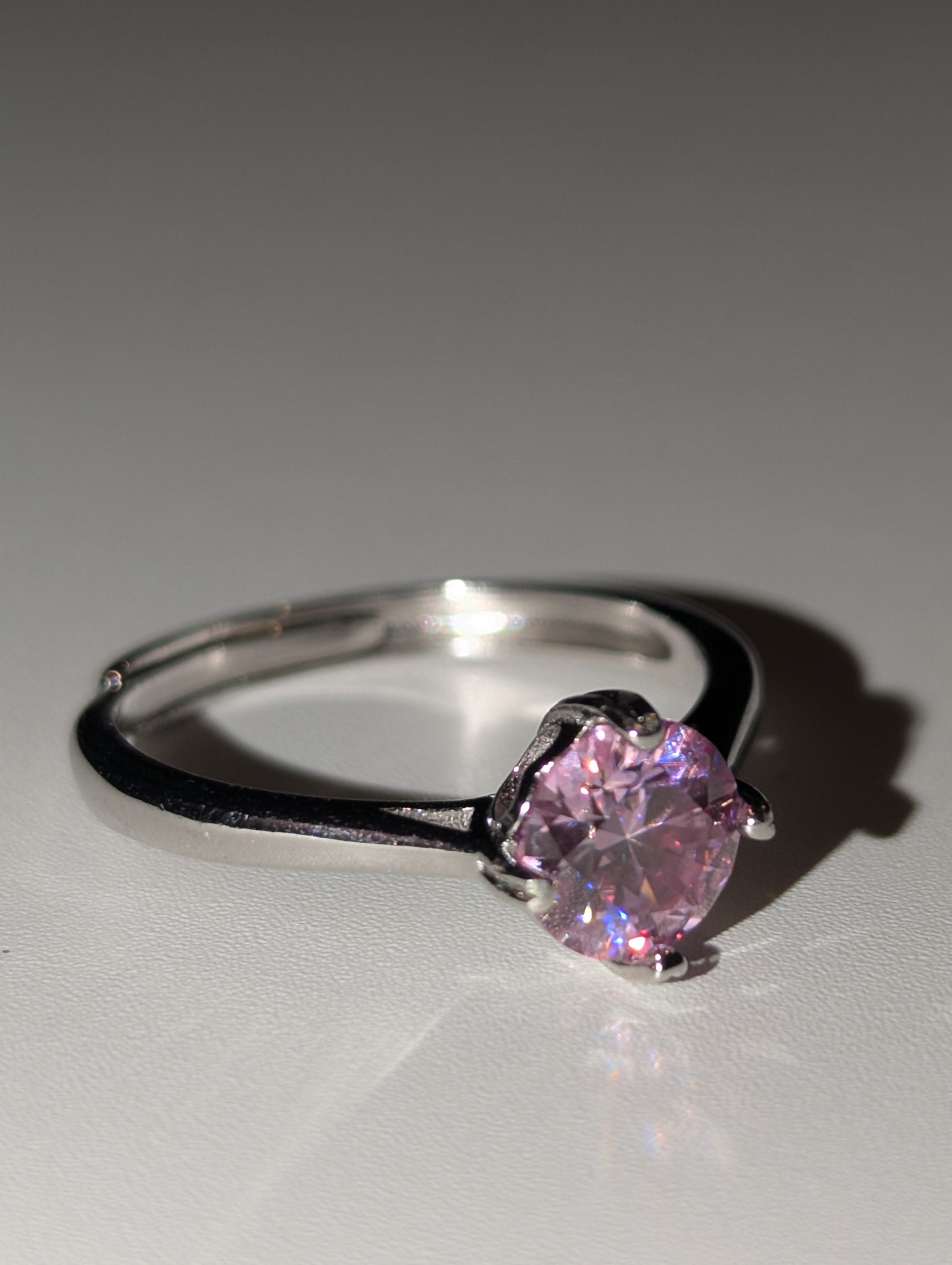 Pink Moissanite diamond Adjustable ring S295