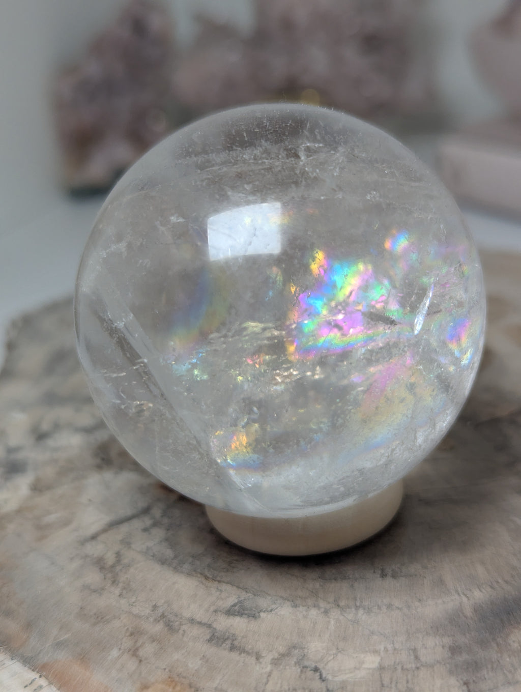 Clear quartz crystal sphere