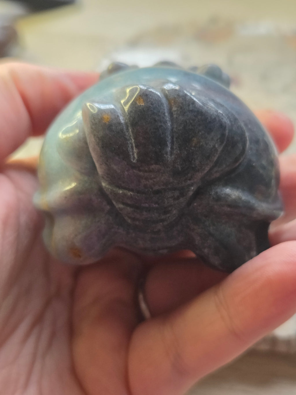 Trolite crystal dragon turtle carving