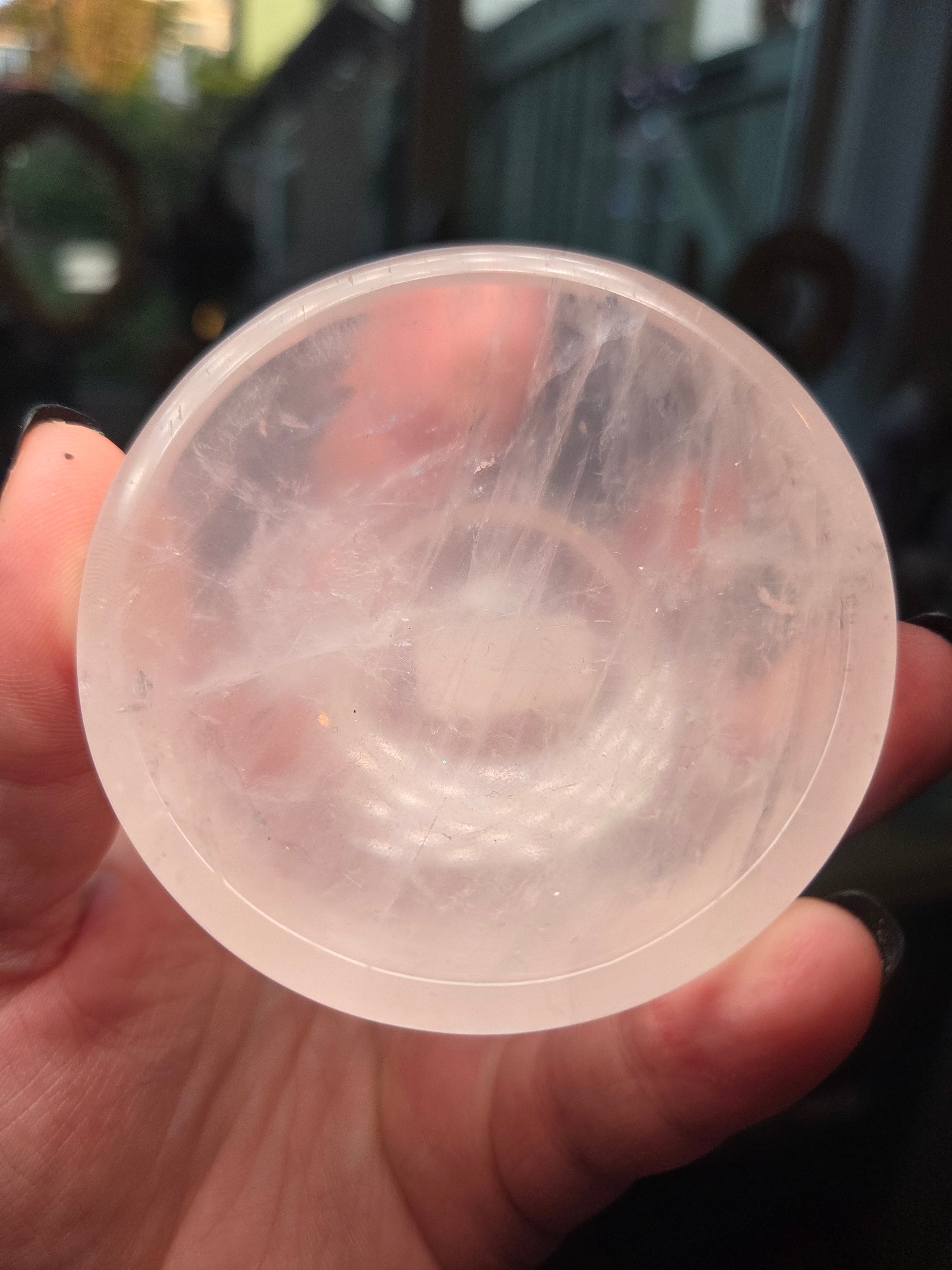 Rose quartz crystal bowl