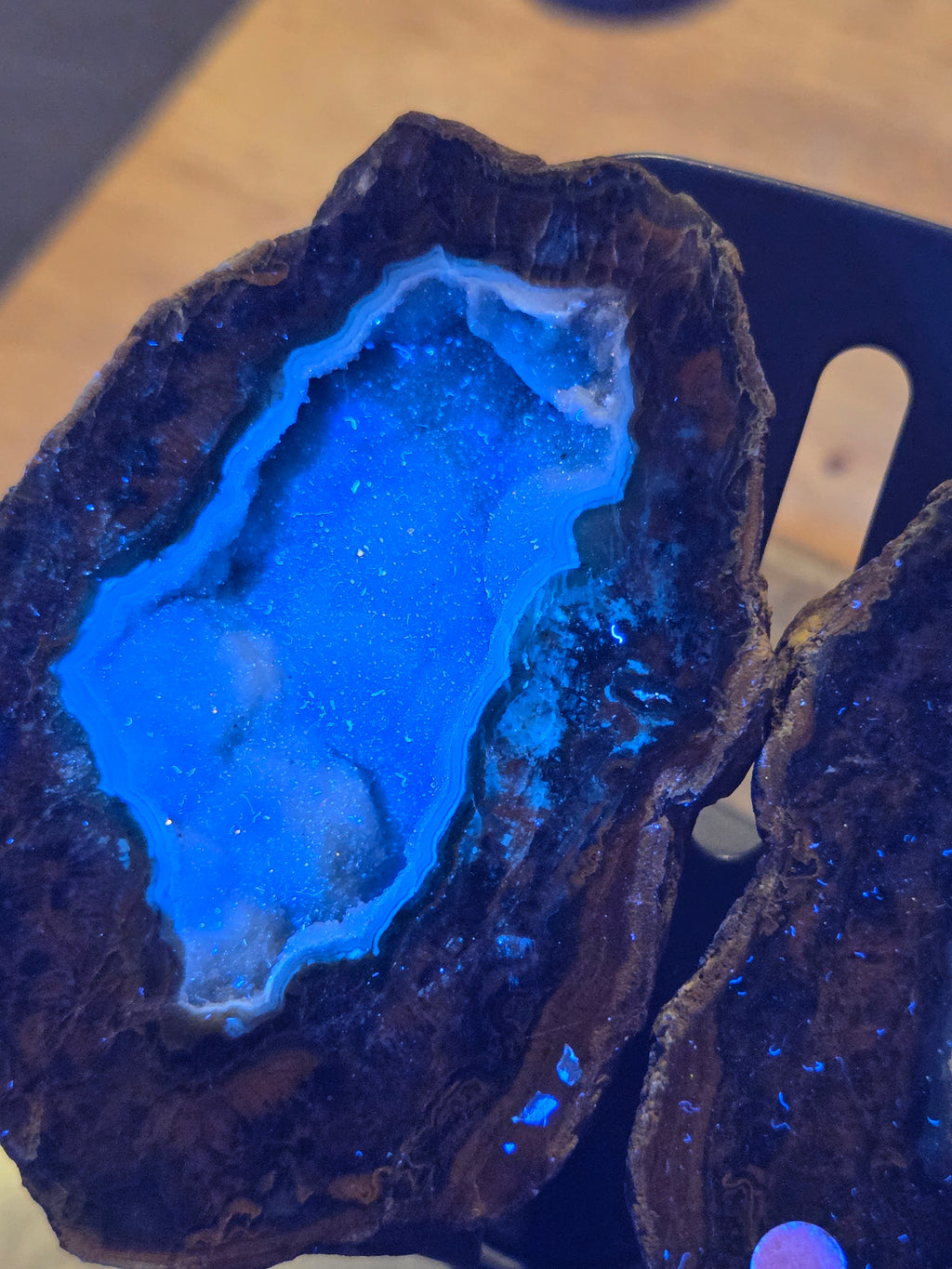 Beautiful  Mongolian polished  pair of Geodes with stands