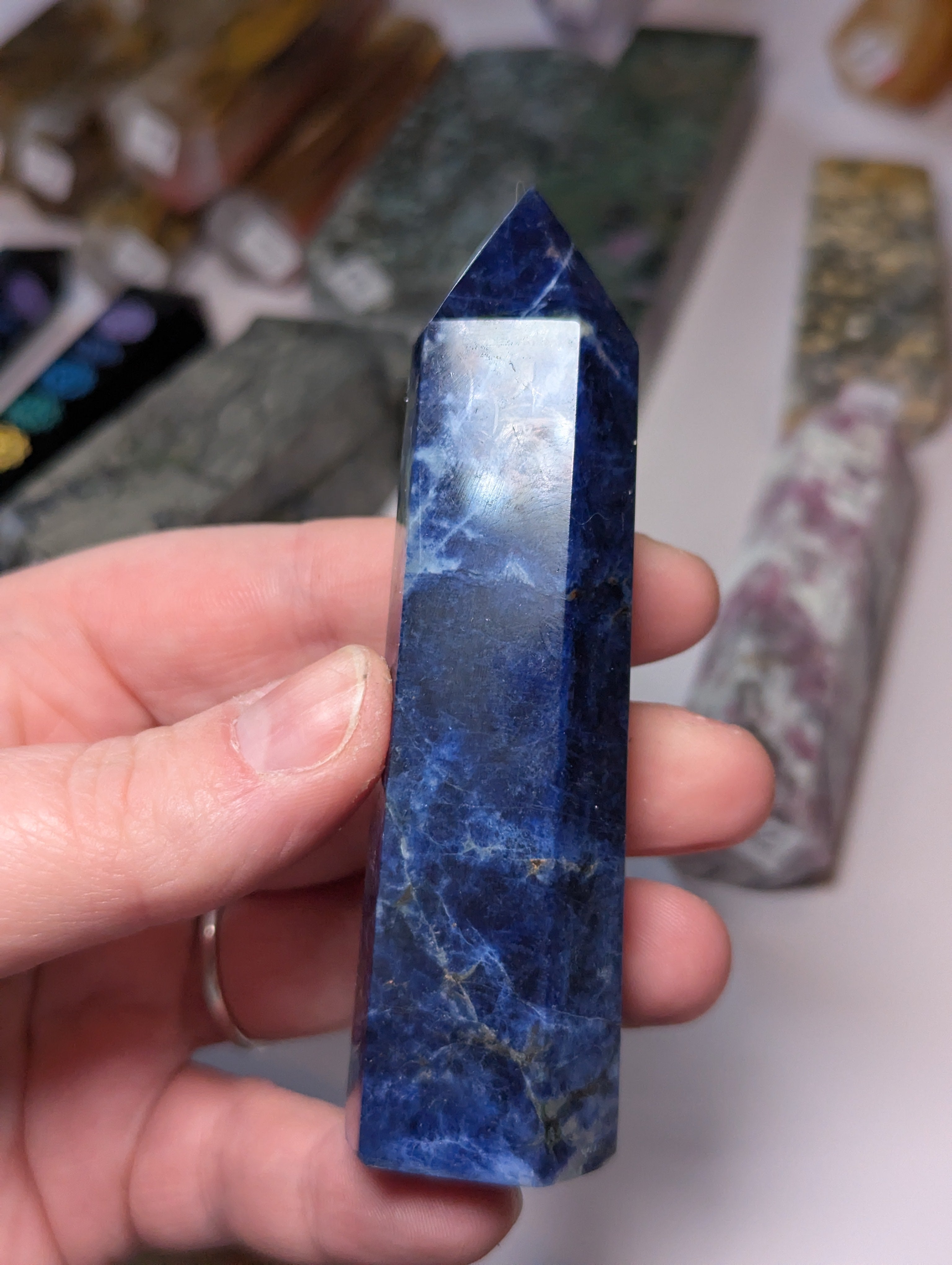 Sodalite crystal tower carving