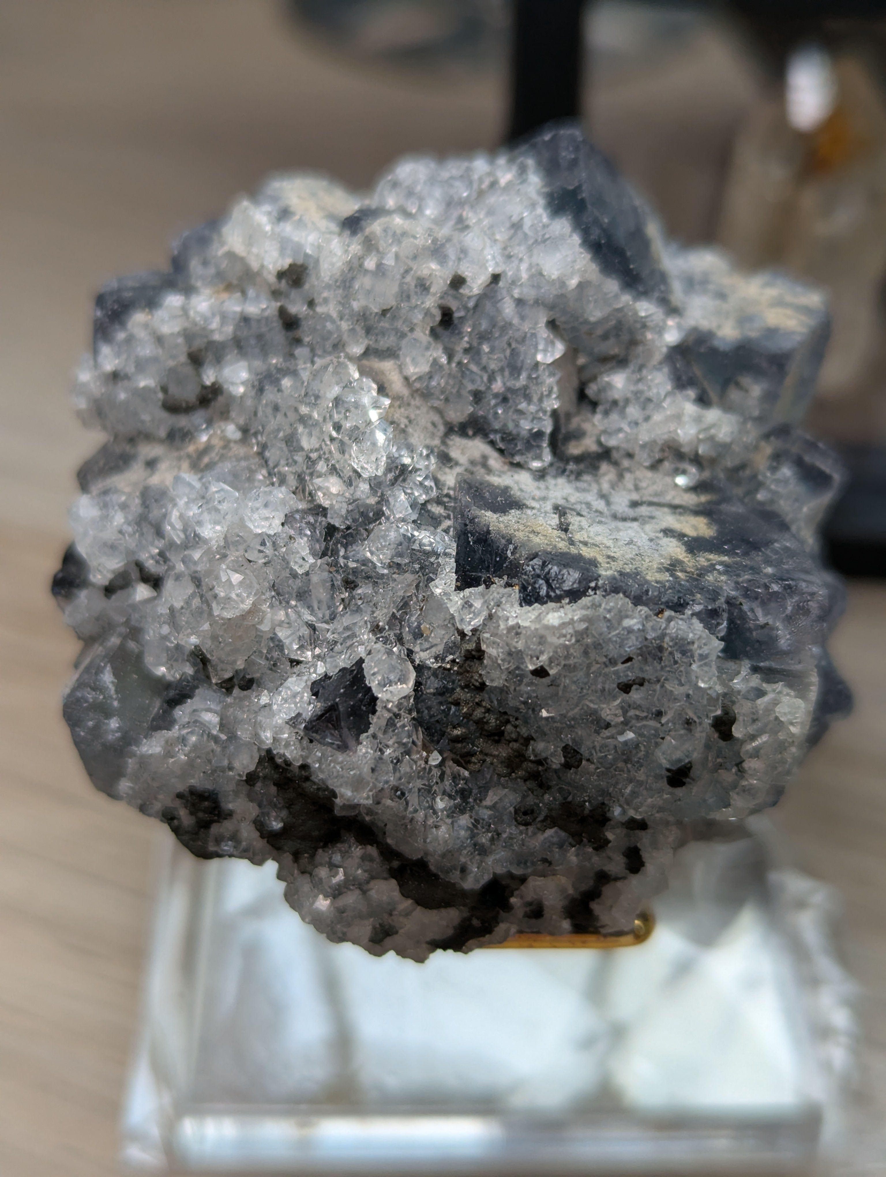 Rare cube flourite with Quartz crystal specimen- in case