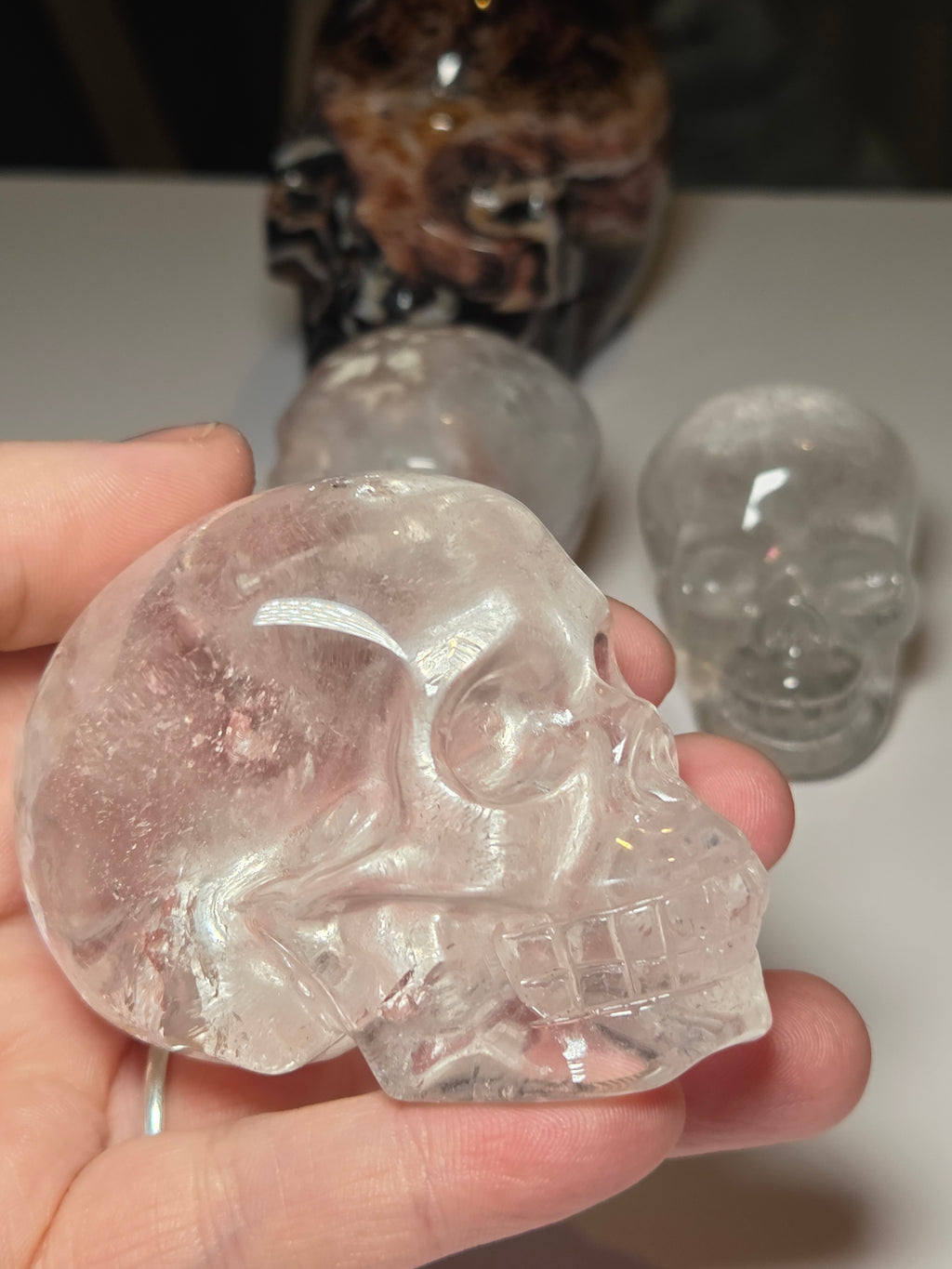 Stunning Clear Quartz crystal Skull carving