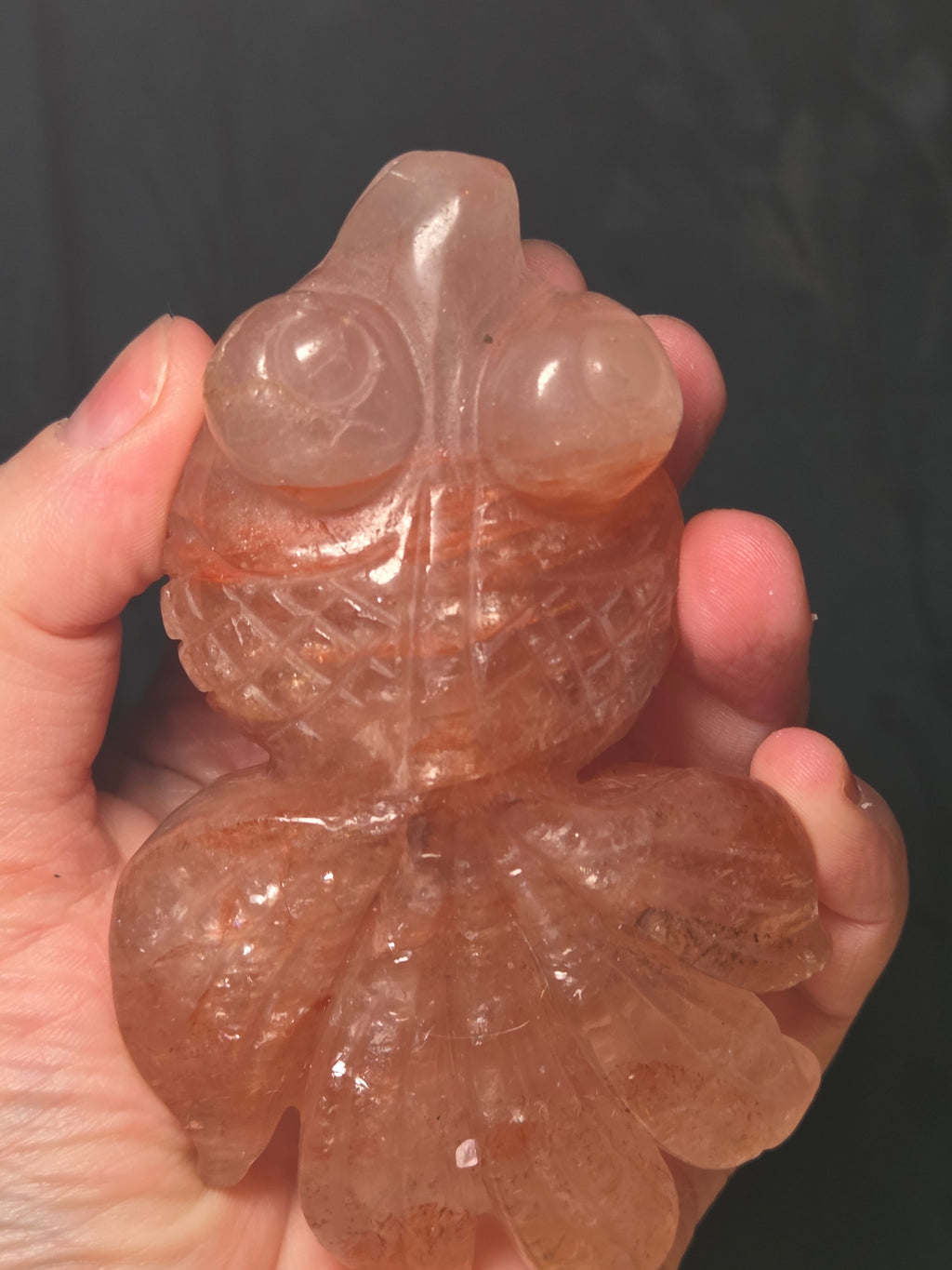 New Fire quartz crystal fish carving