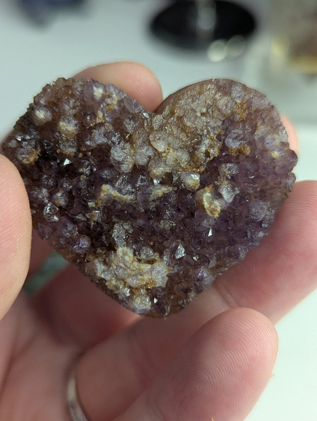 Auralite 23 crystal small heart and stand