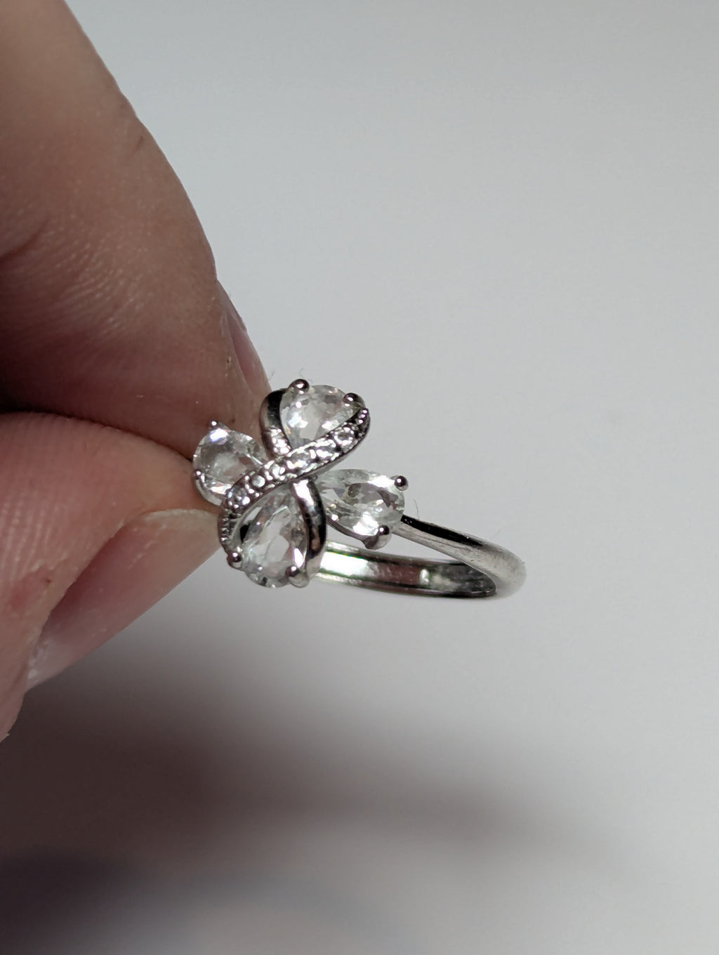 Clear quartz crystal S295 adjustable ring