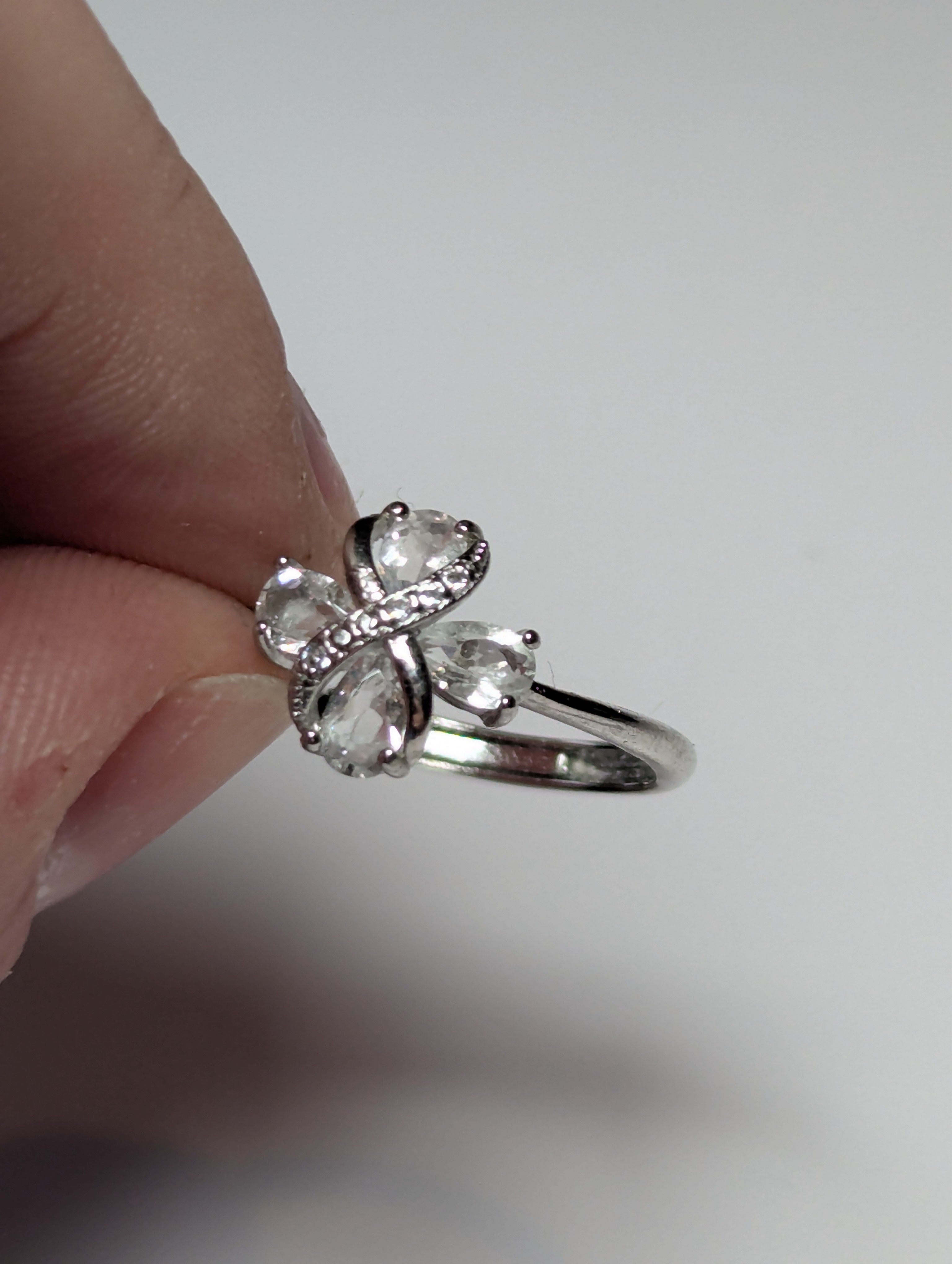 Clear quartz crystal S295 adjustable ring