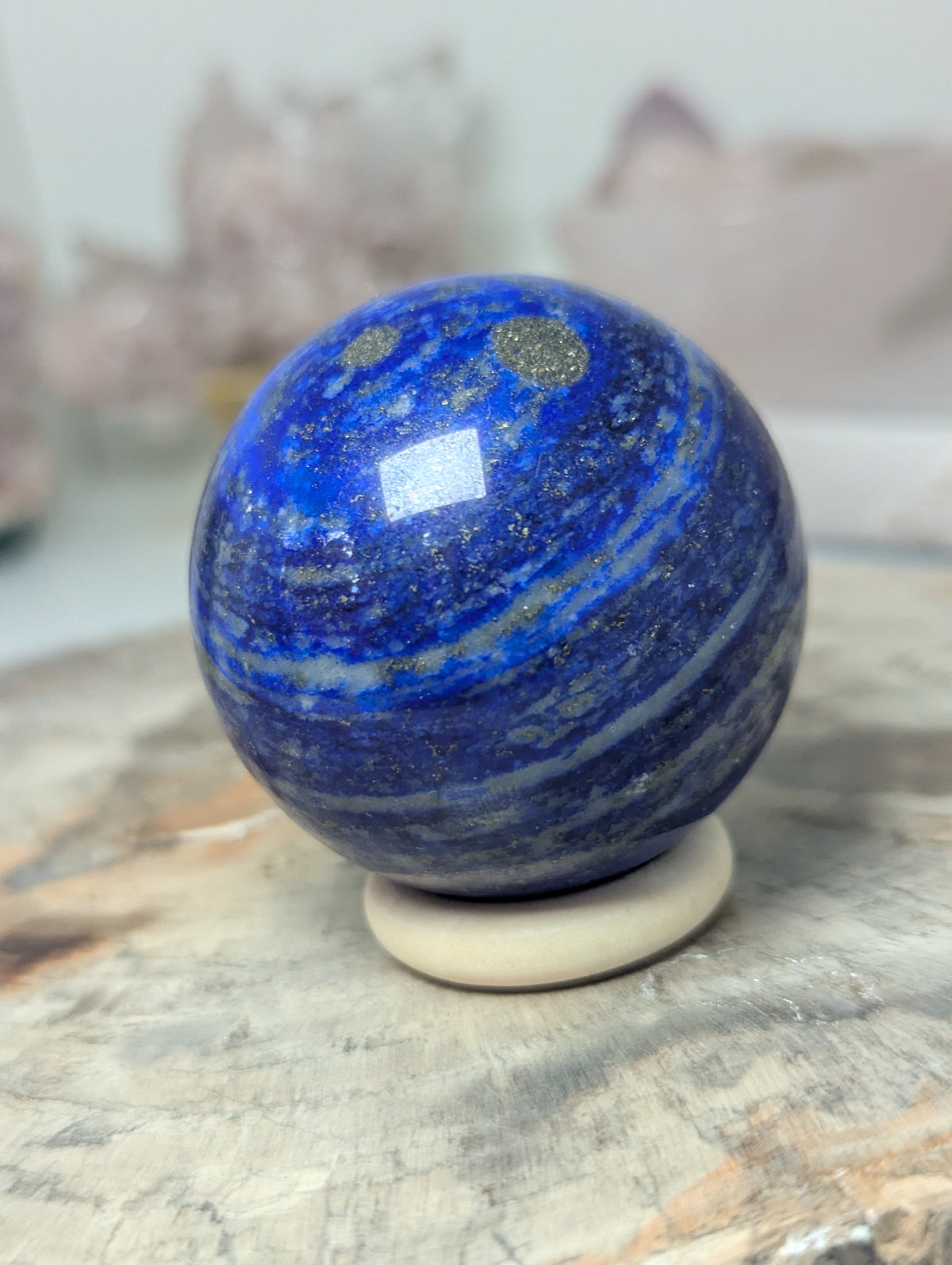 Lapis lazuli crystal sphere