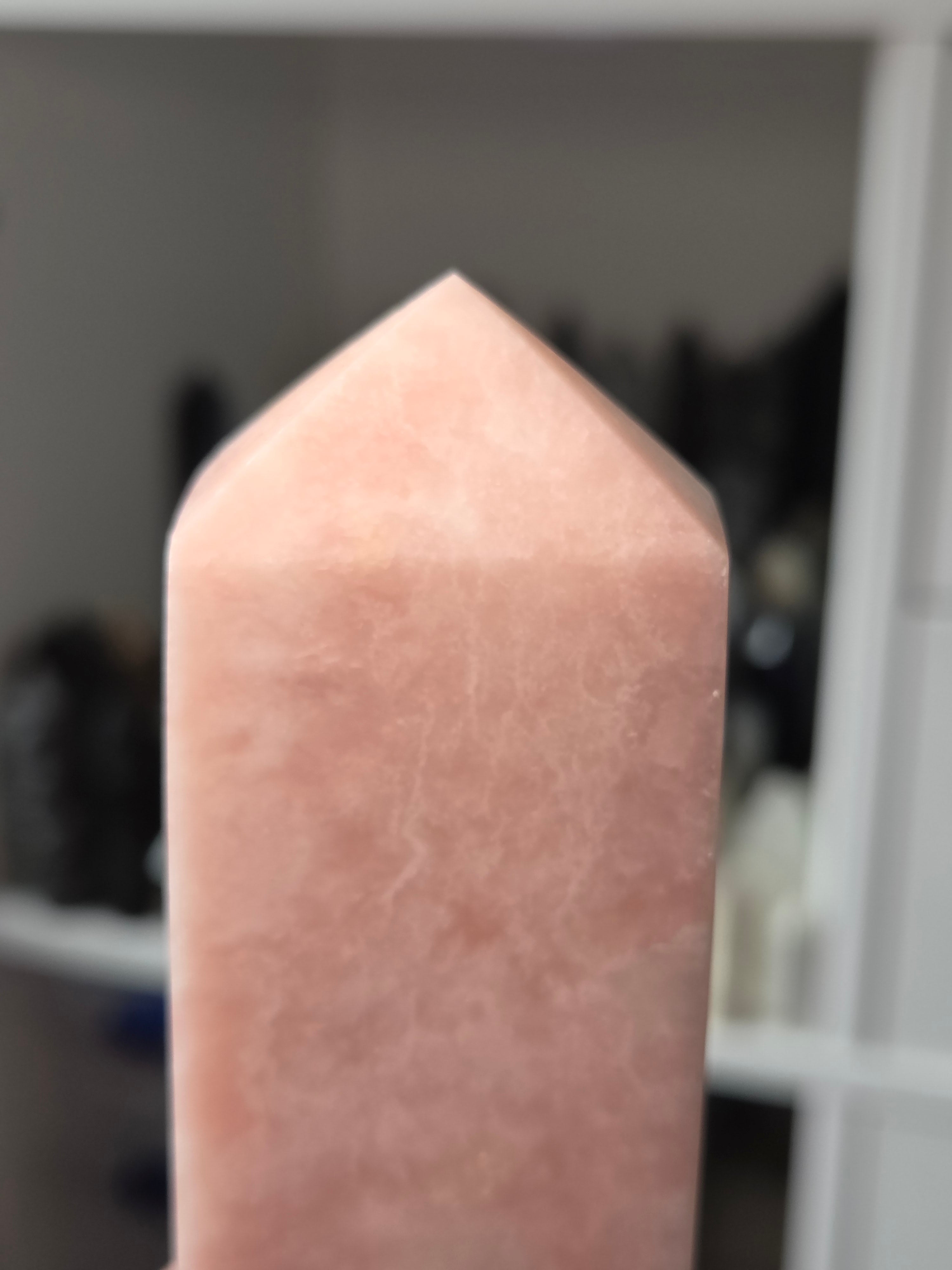 Large pink opal crystal tower