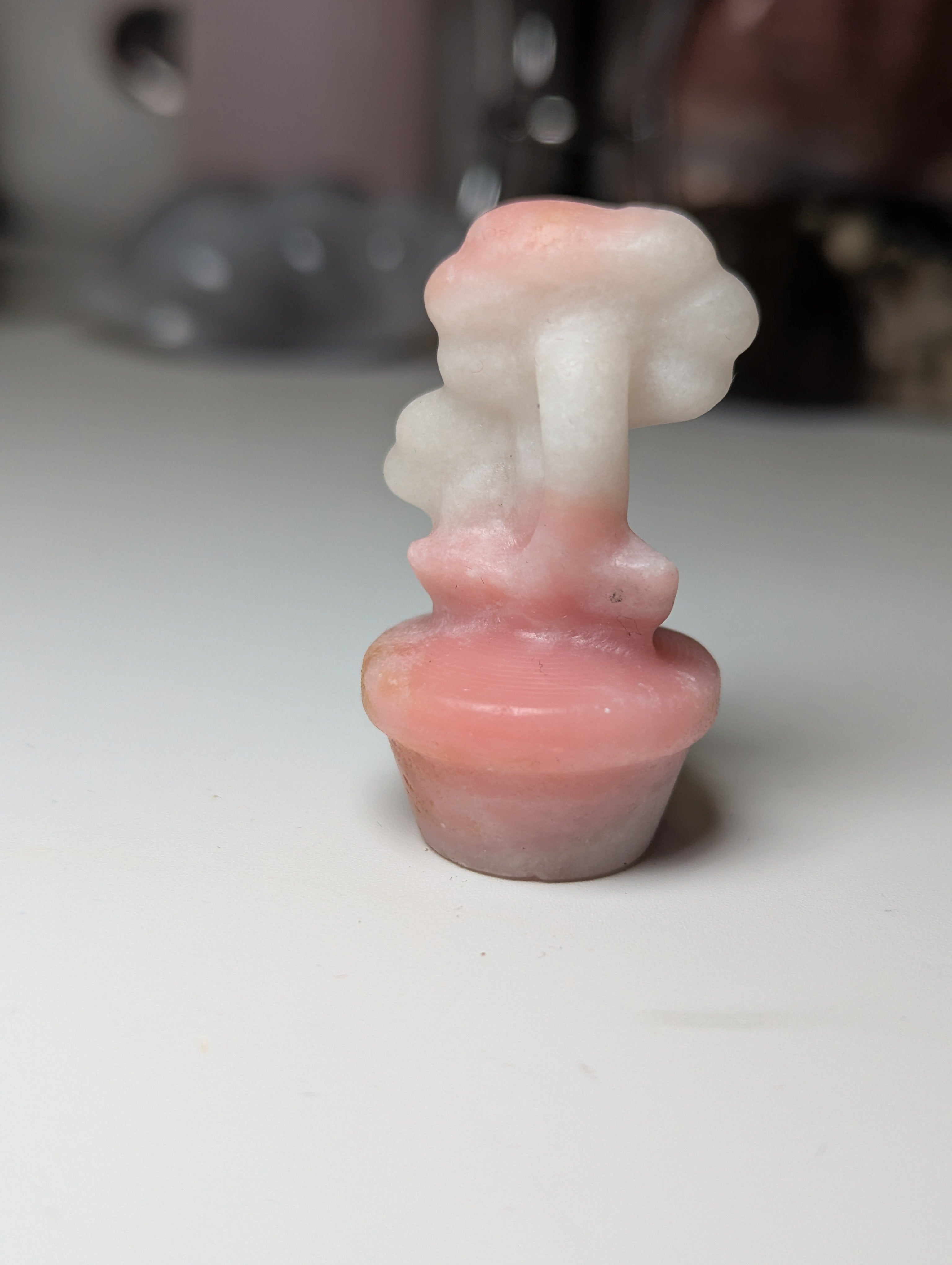 Pink opal crystal flower carving