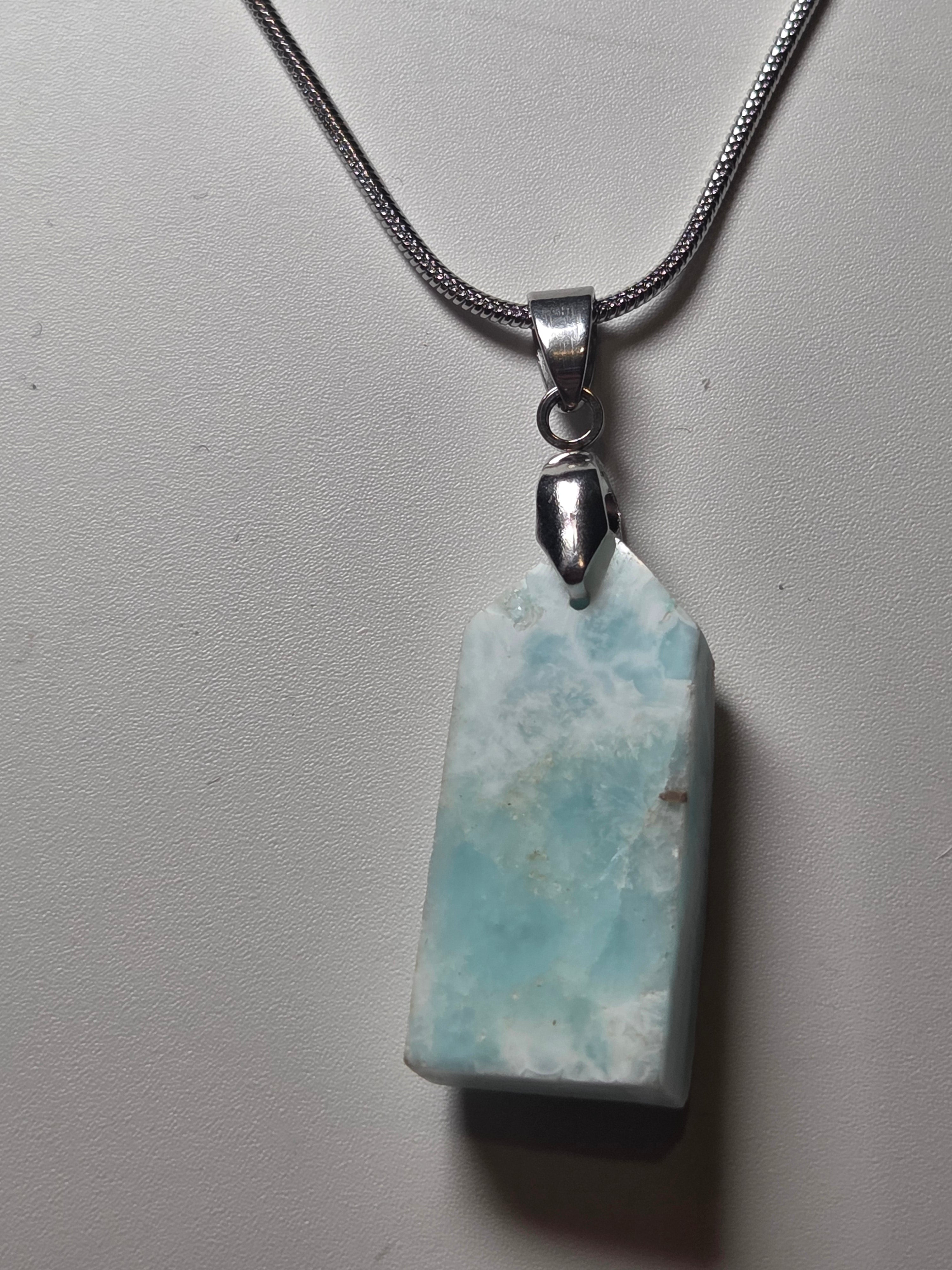 Raw Larimar crystal handmade necklace