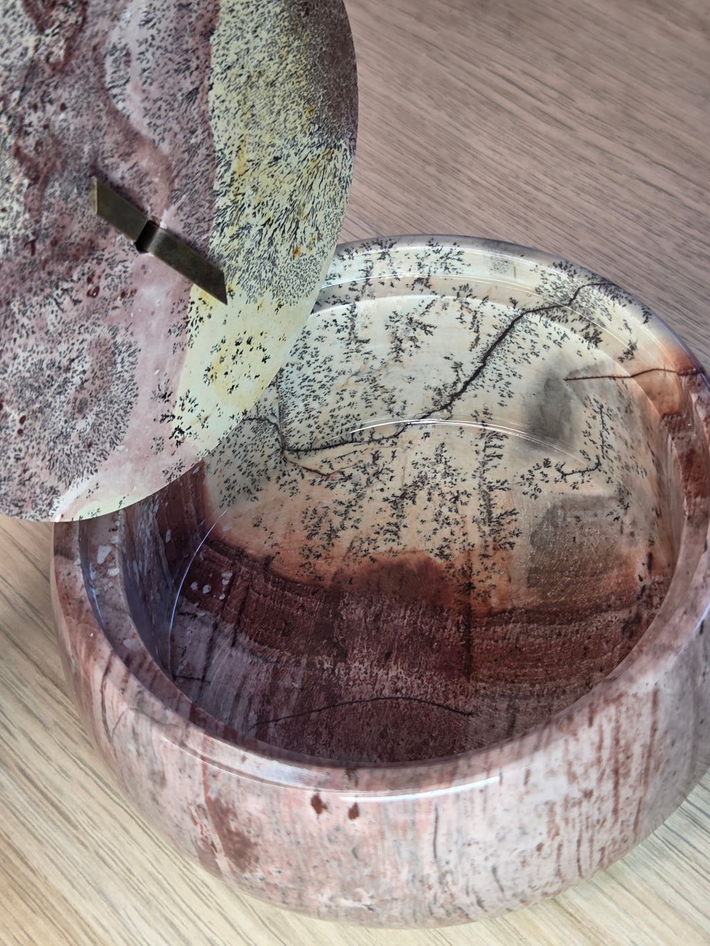 Pink Picture Jasper crystal trinket box