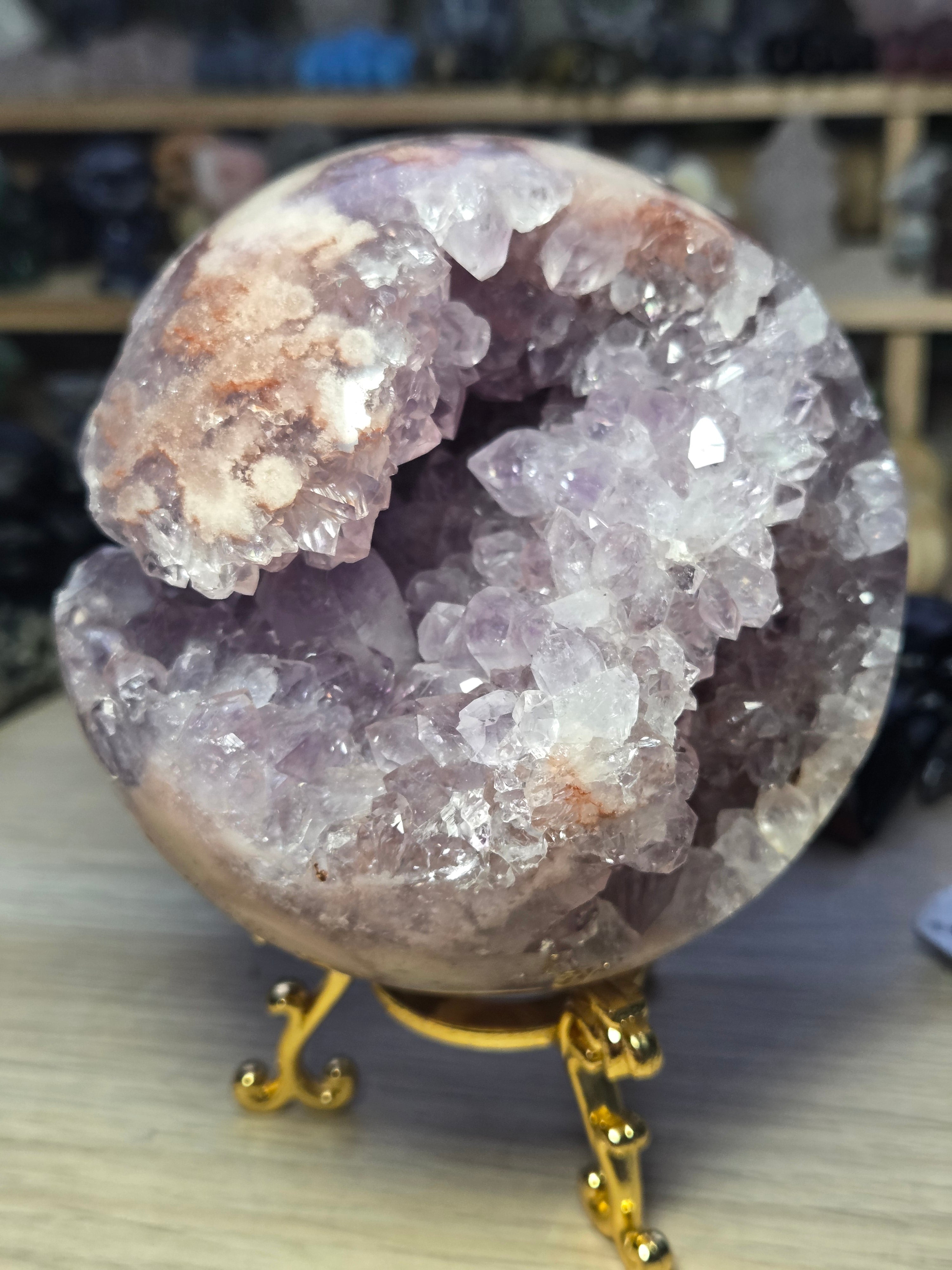 Pink amethyst crystal  sphere 10cm Grade AAAA  was £1250