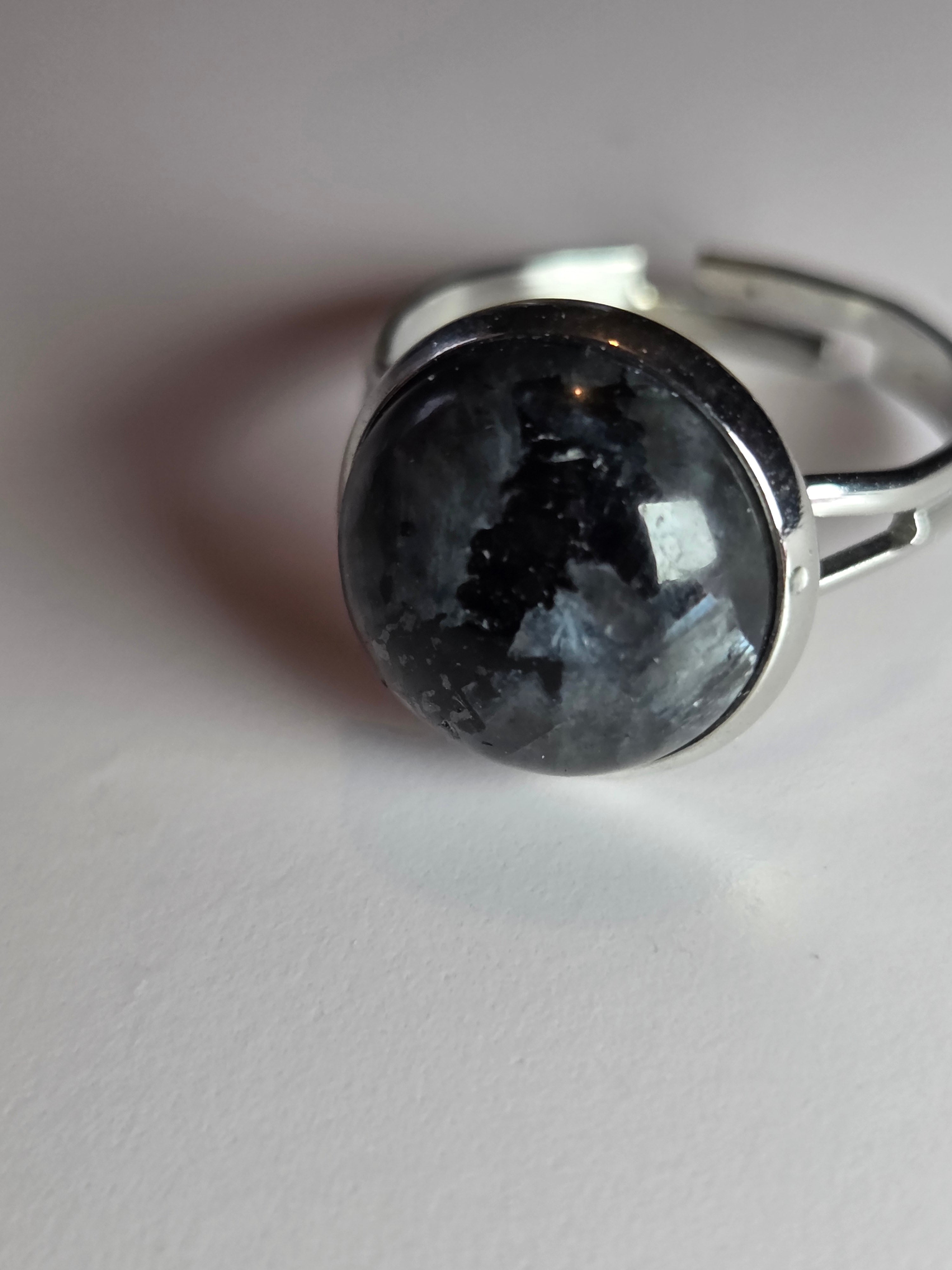 Larvakite crystal Adjustable ring