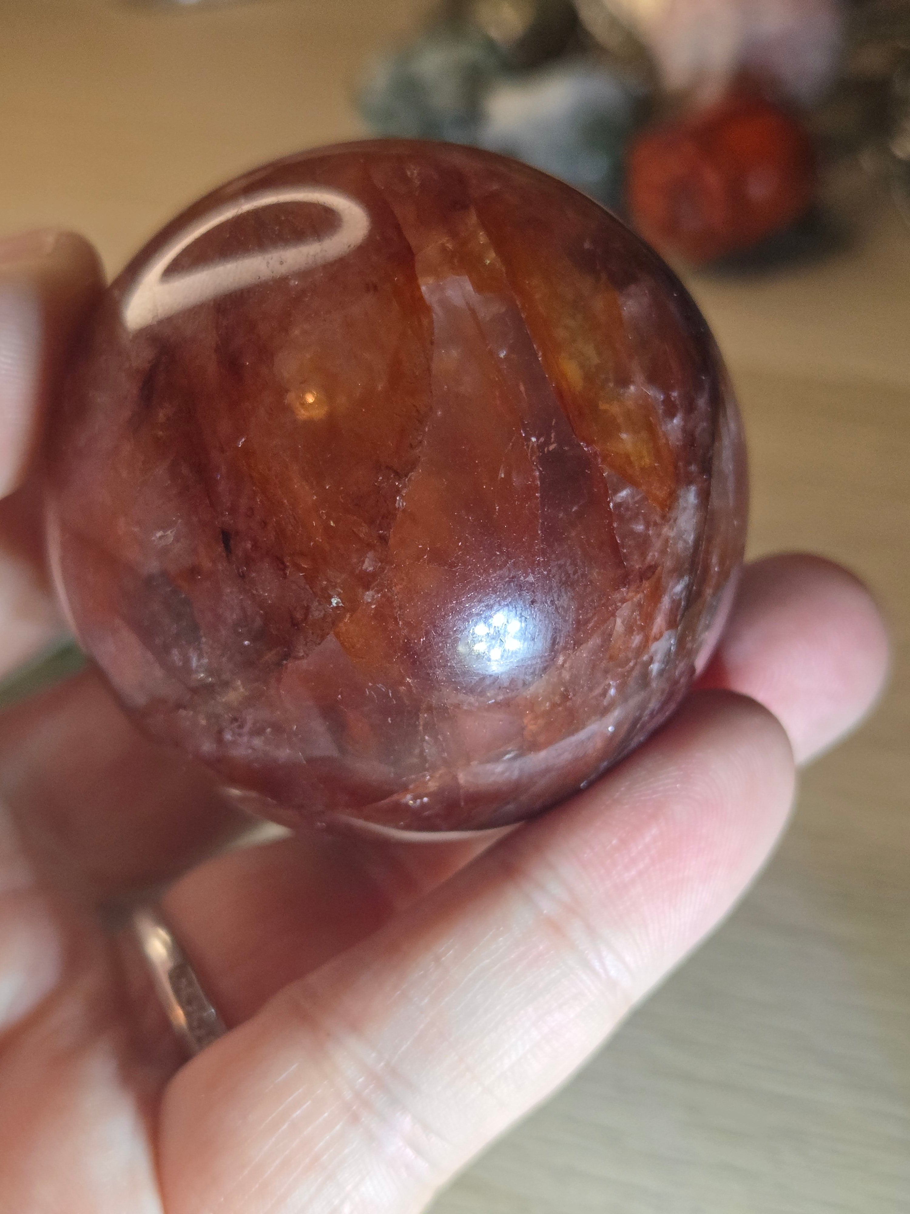 Fire quartz crystal sphere