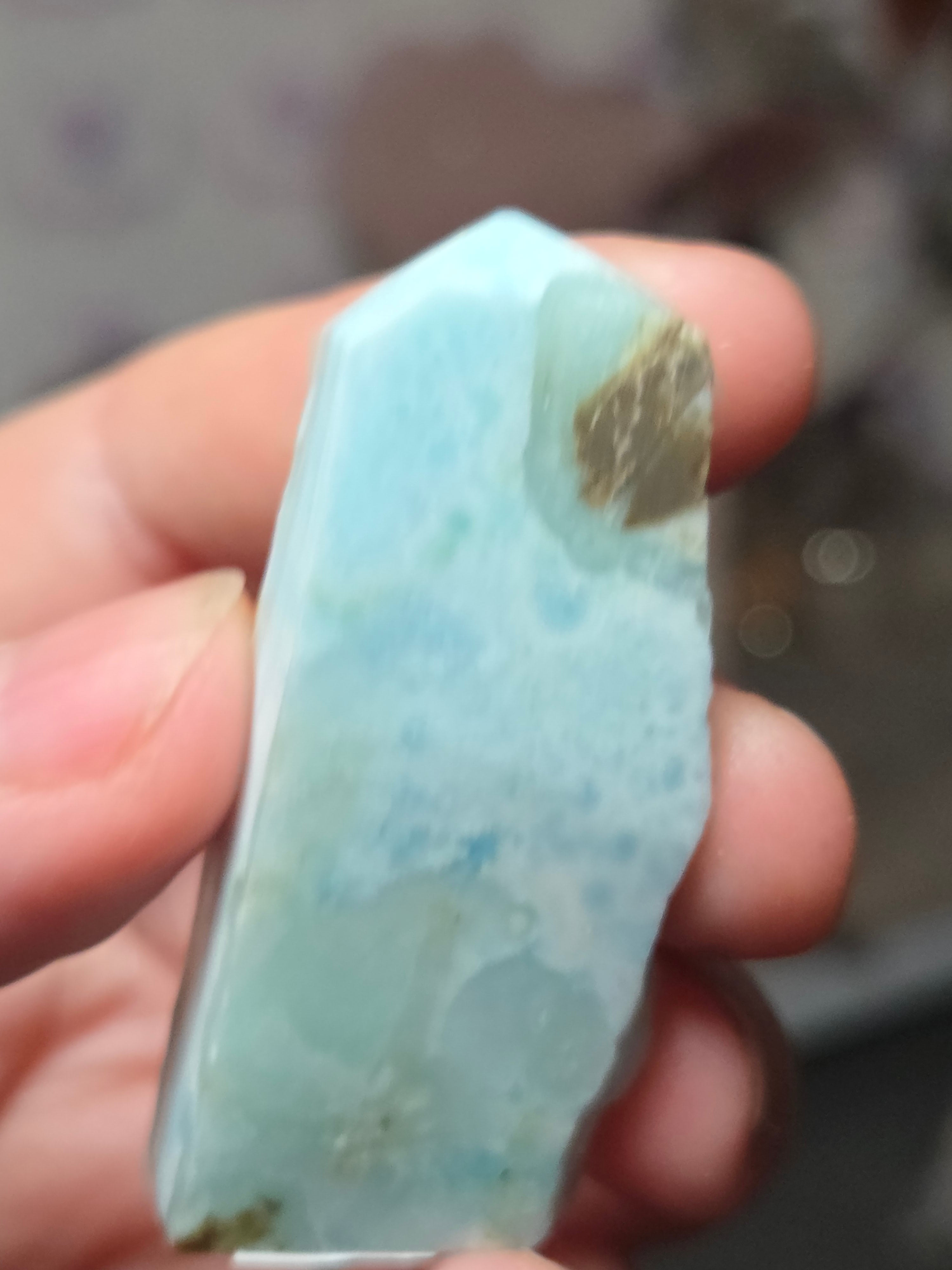 Natural  Larimar crystal tower  part raw