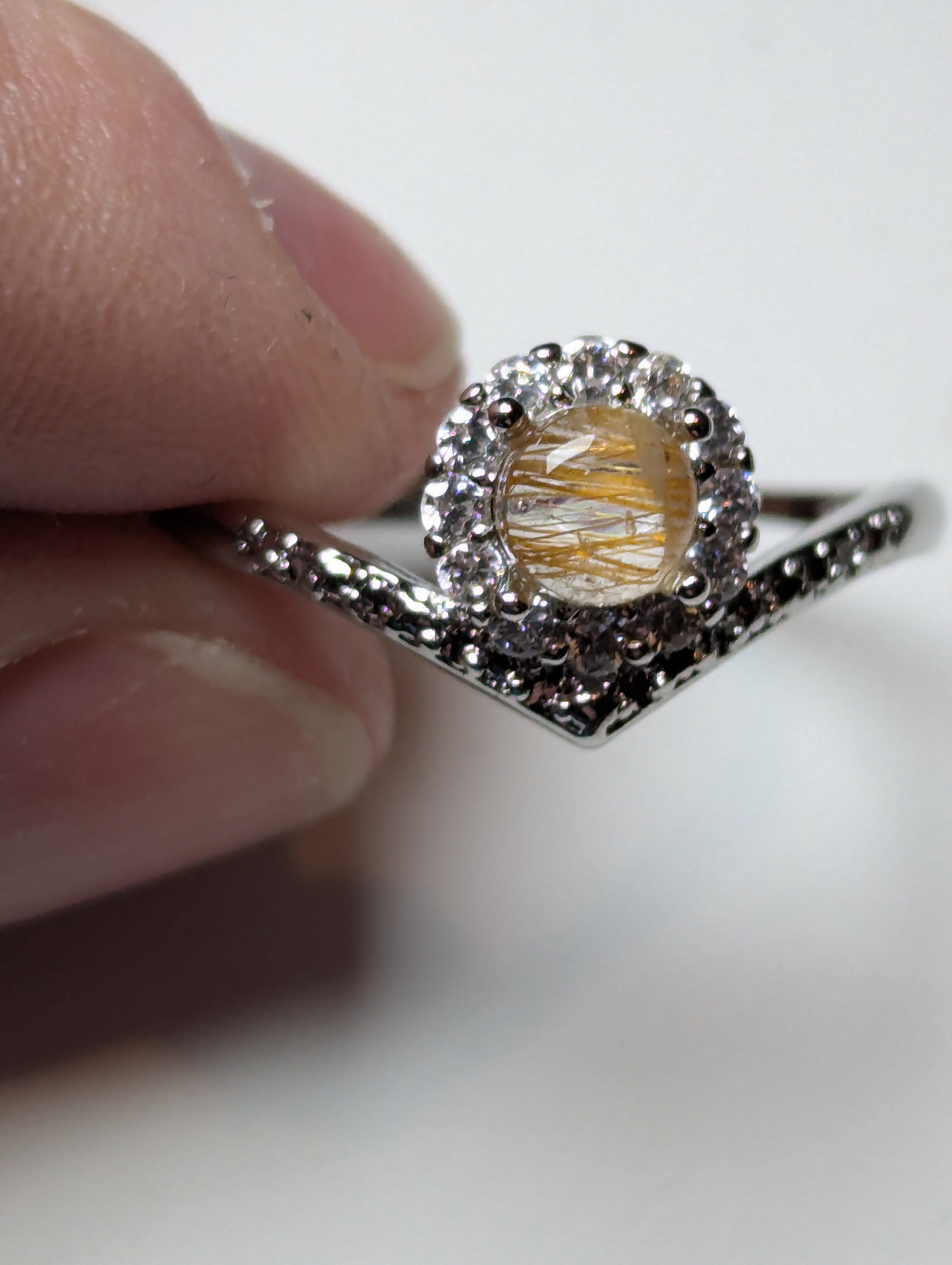 Golden Rutlile crystal Adjustable ring