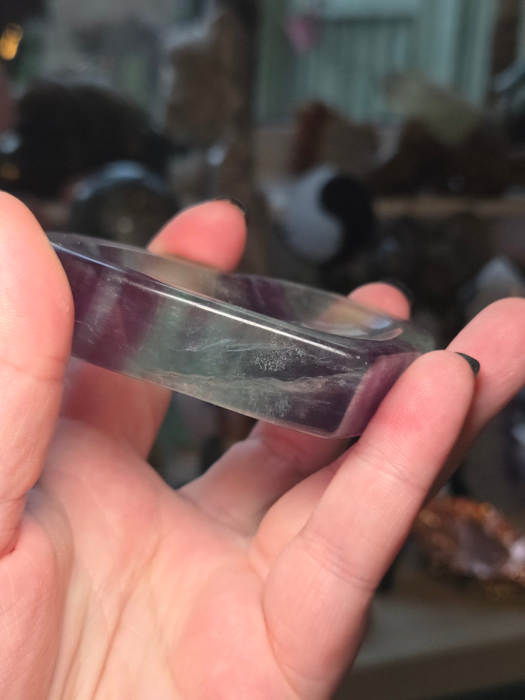 Rainbow flourite crystal heart bowl