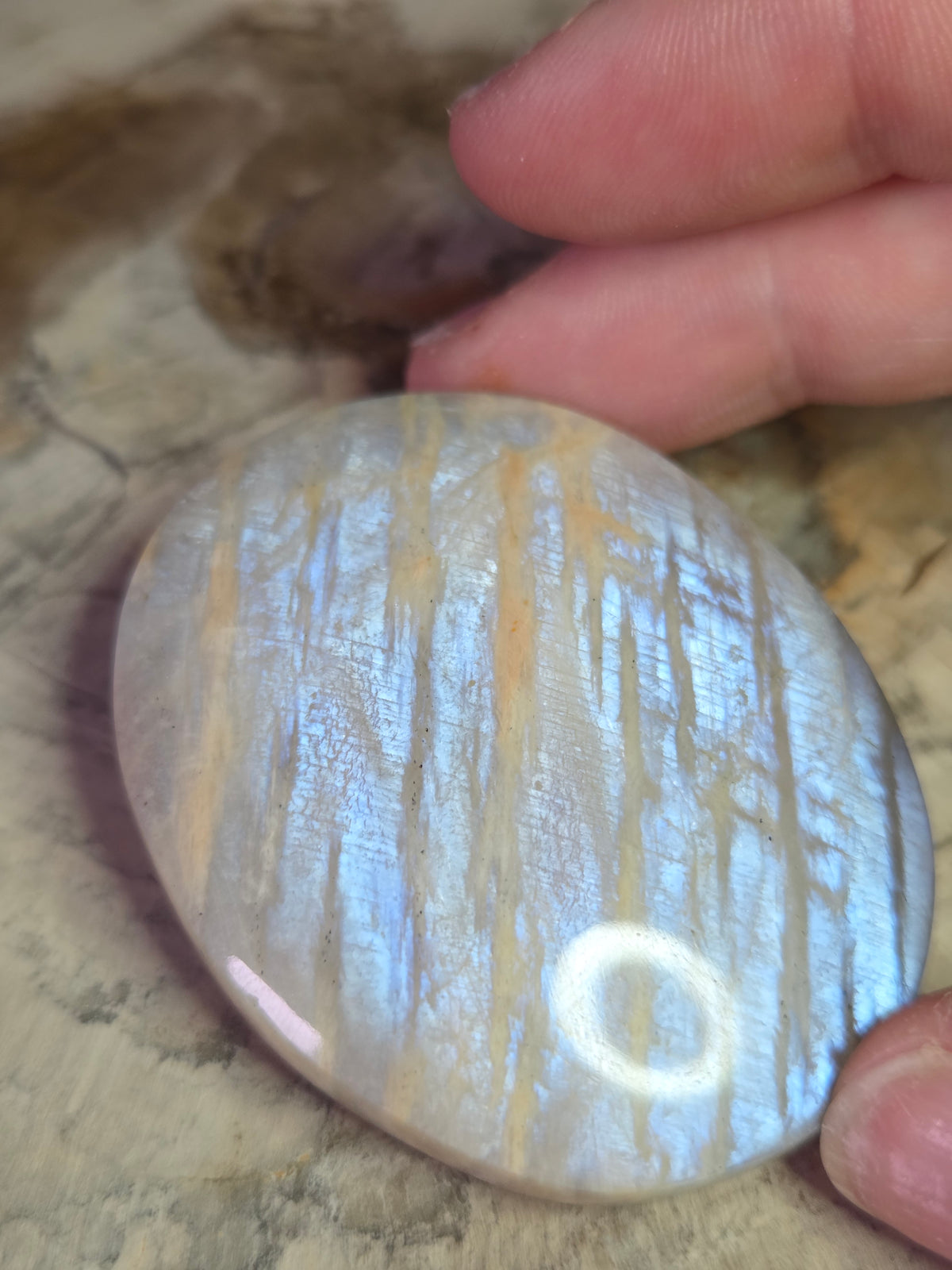 Rainbow moonstone crystal palmstone
