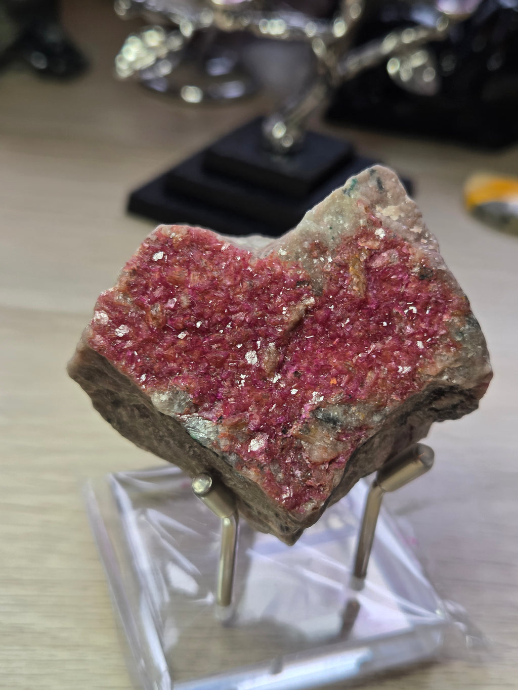 Cobaltoan Calcite specimen with Stand