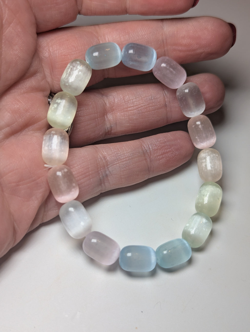 Rainbow  dyed selenite crystal bracelet