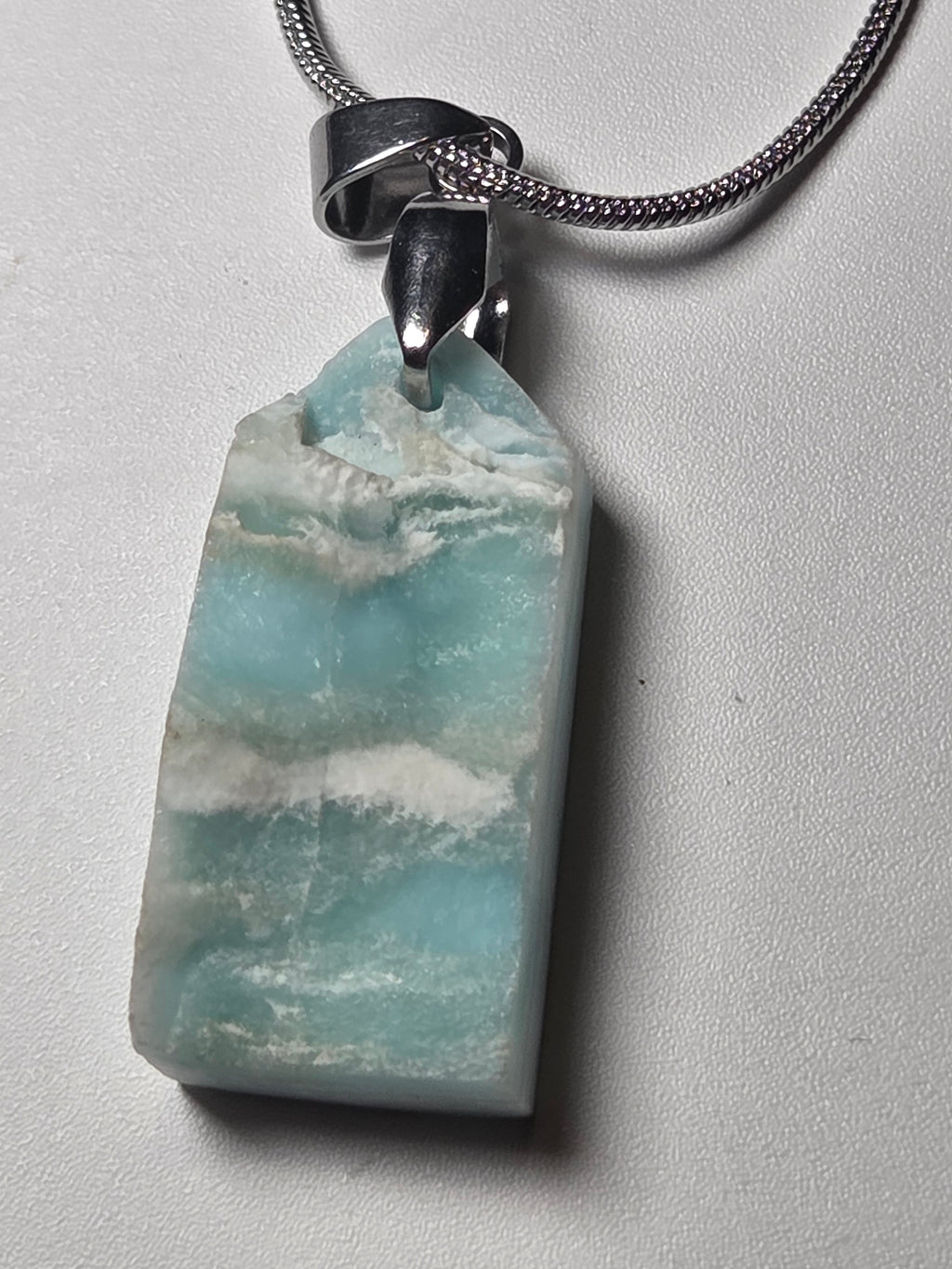 Raw Larimar crystal handmade necklace