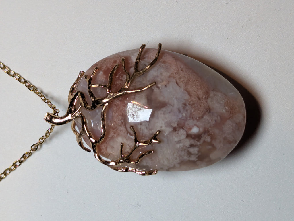 Pink Amethyst crystal handmade necklace