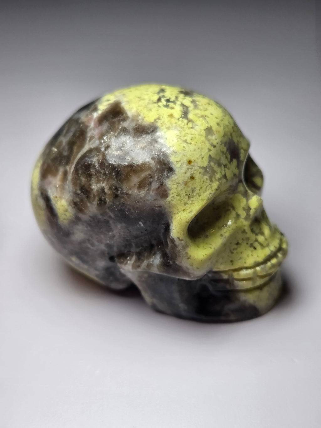 Green jade crystal skull carving