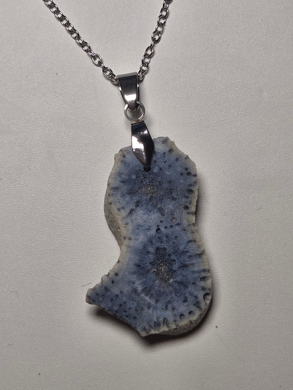 Blue coral necklace from the Dominican Republic