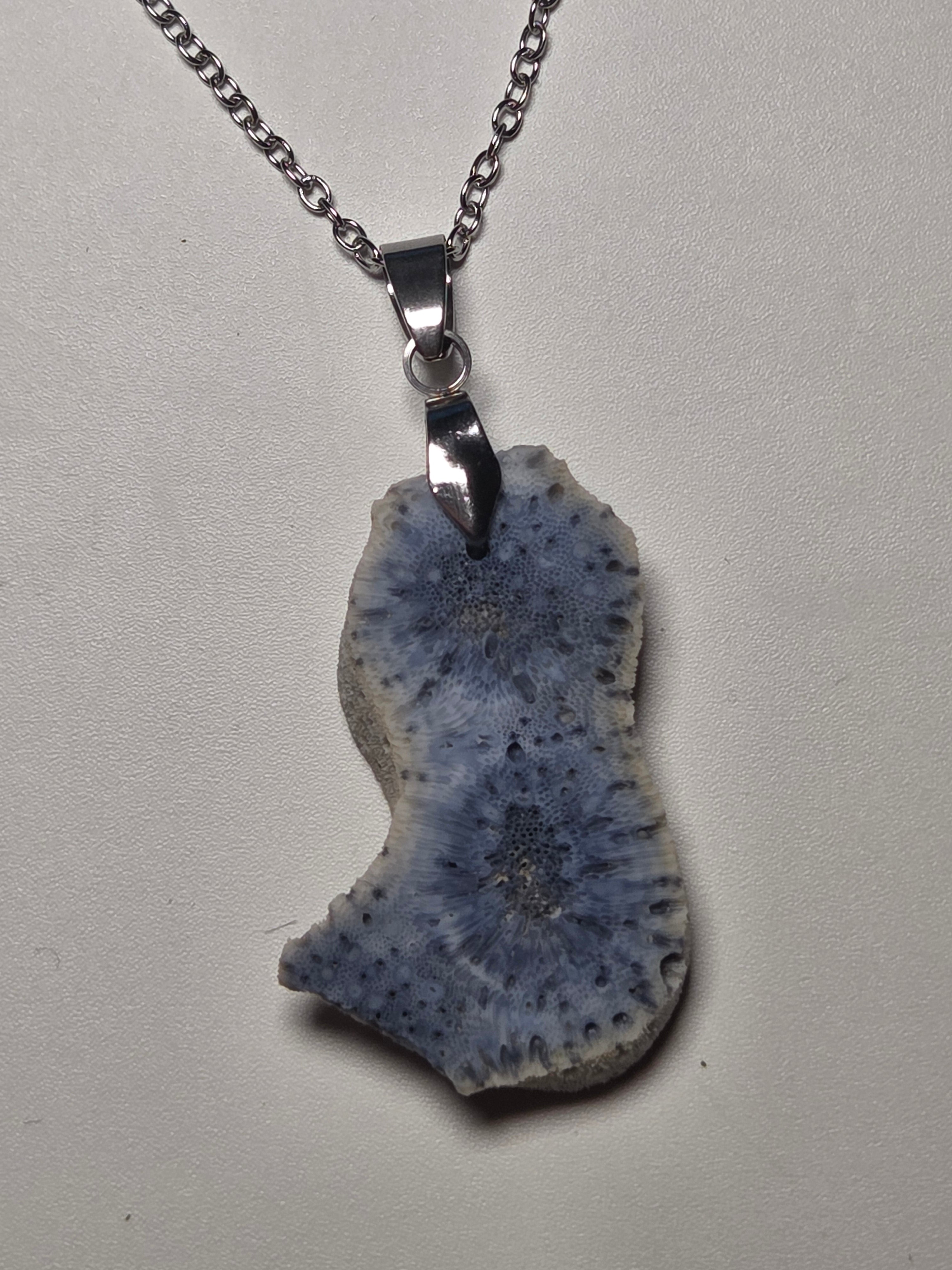 Blue coral necklace from the Dominican Republic