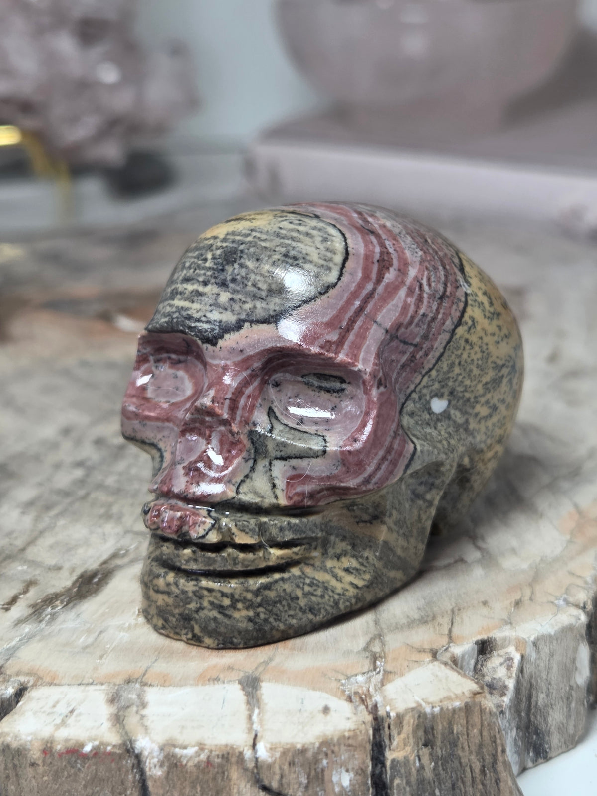 Beautiful picture jasper crystal skull