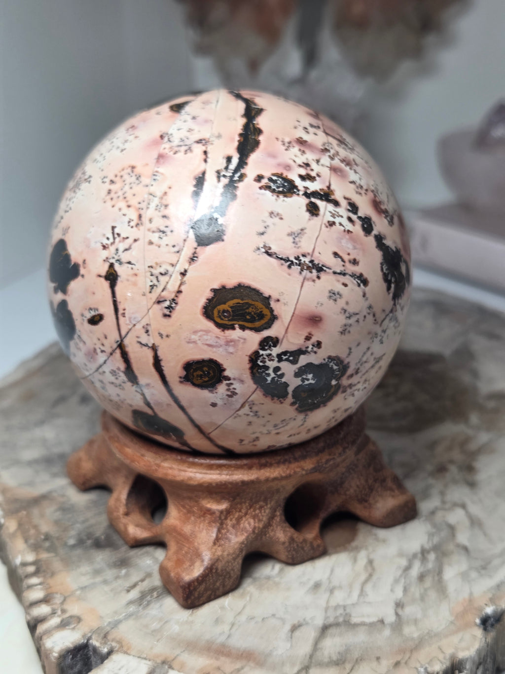 Pink picture Jasper crystal sphere