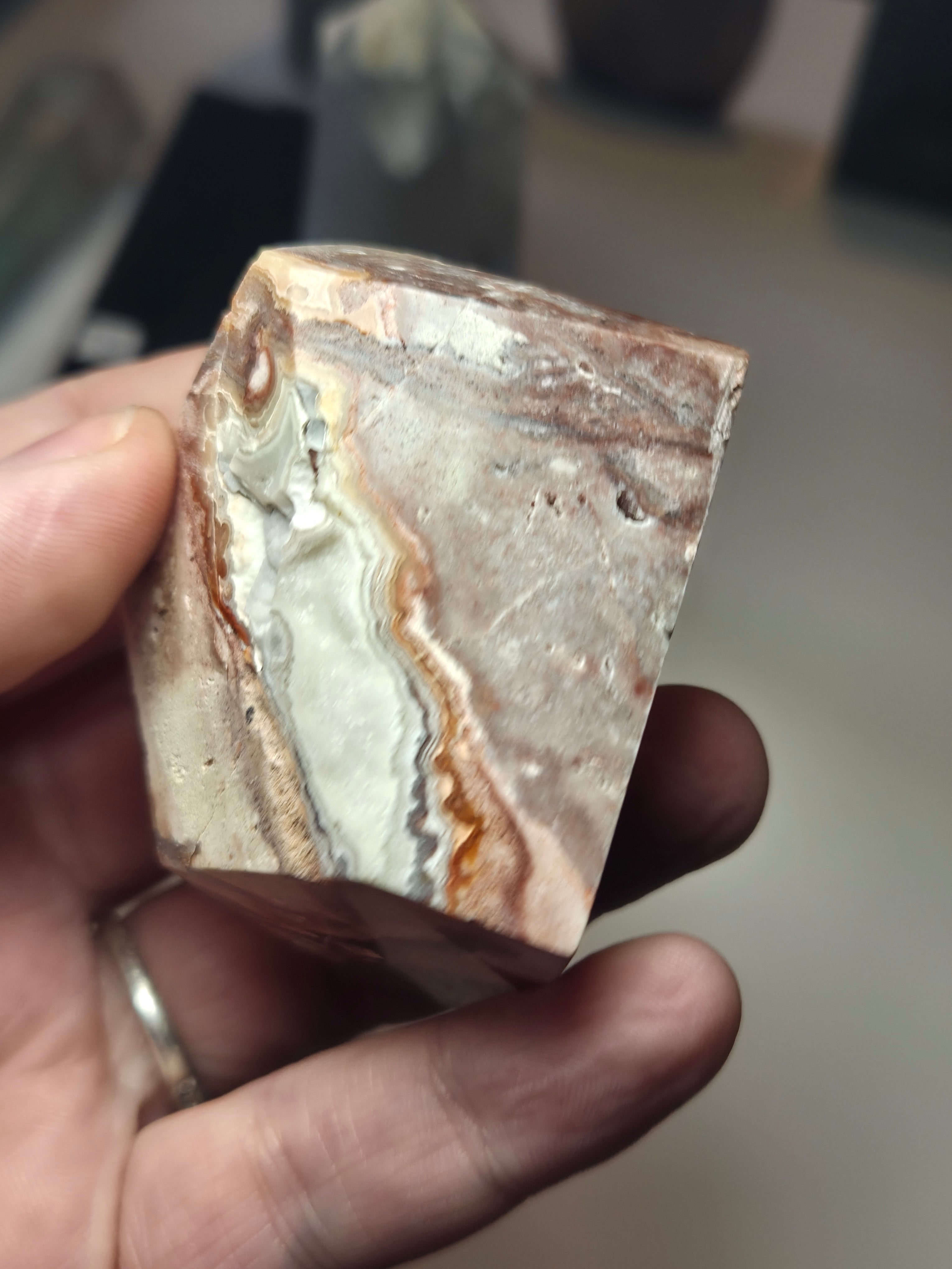 Crazy lace agate crystal freeform with imperfections