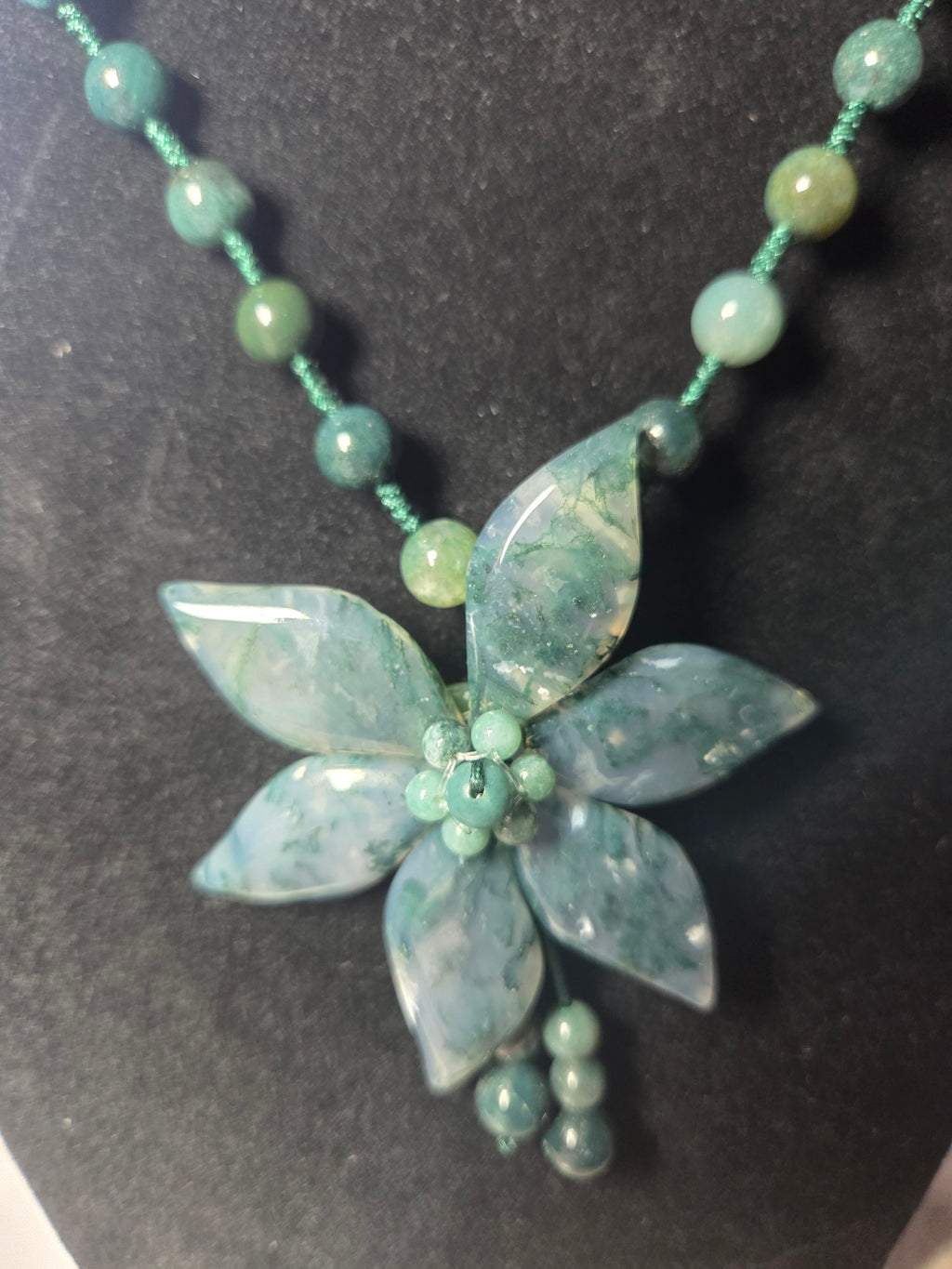 Amazing  grade AAA Moss agate crystal long  necklace