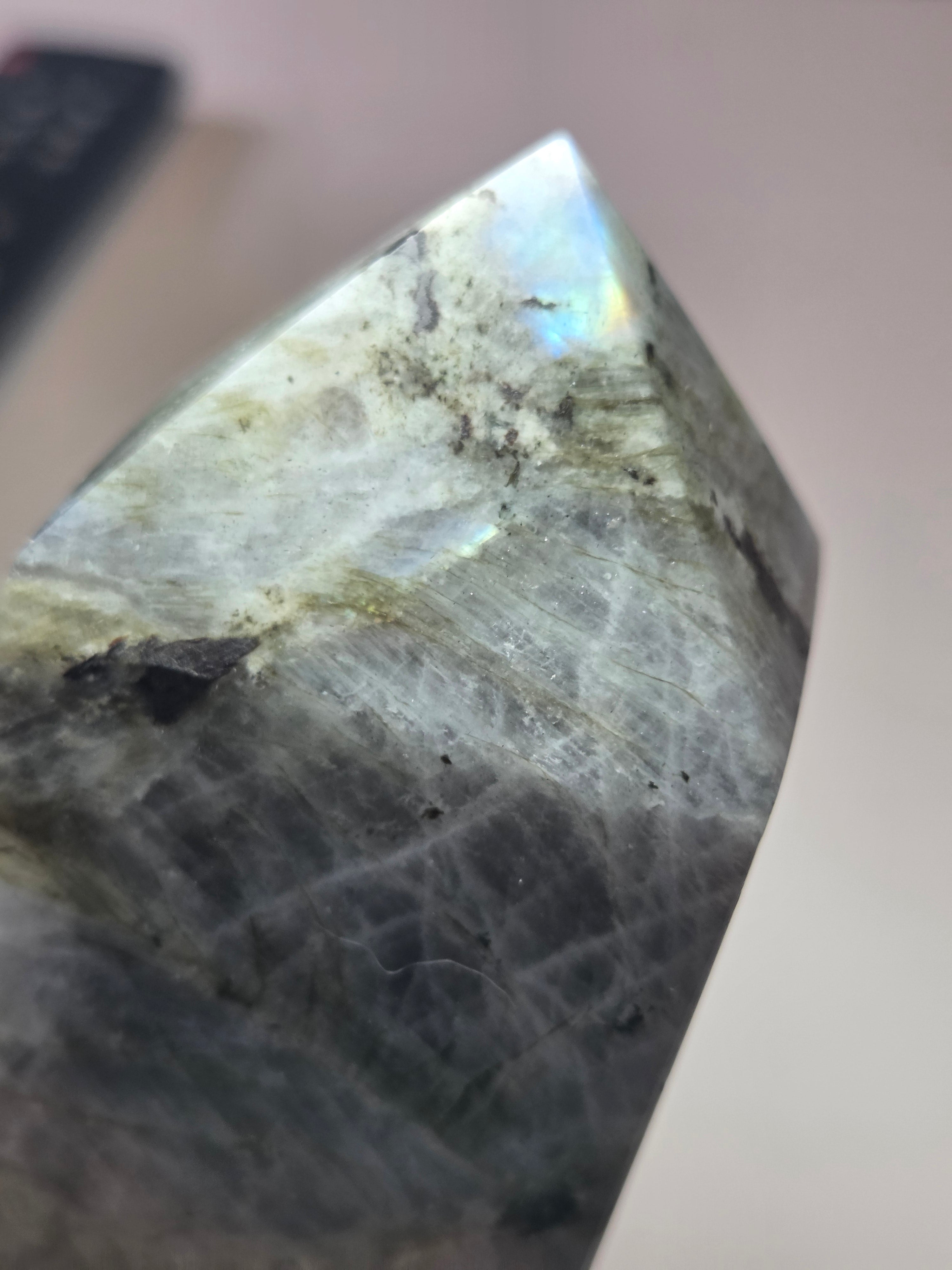 Labradorite crystal tower carving