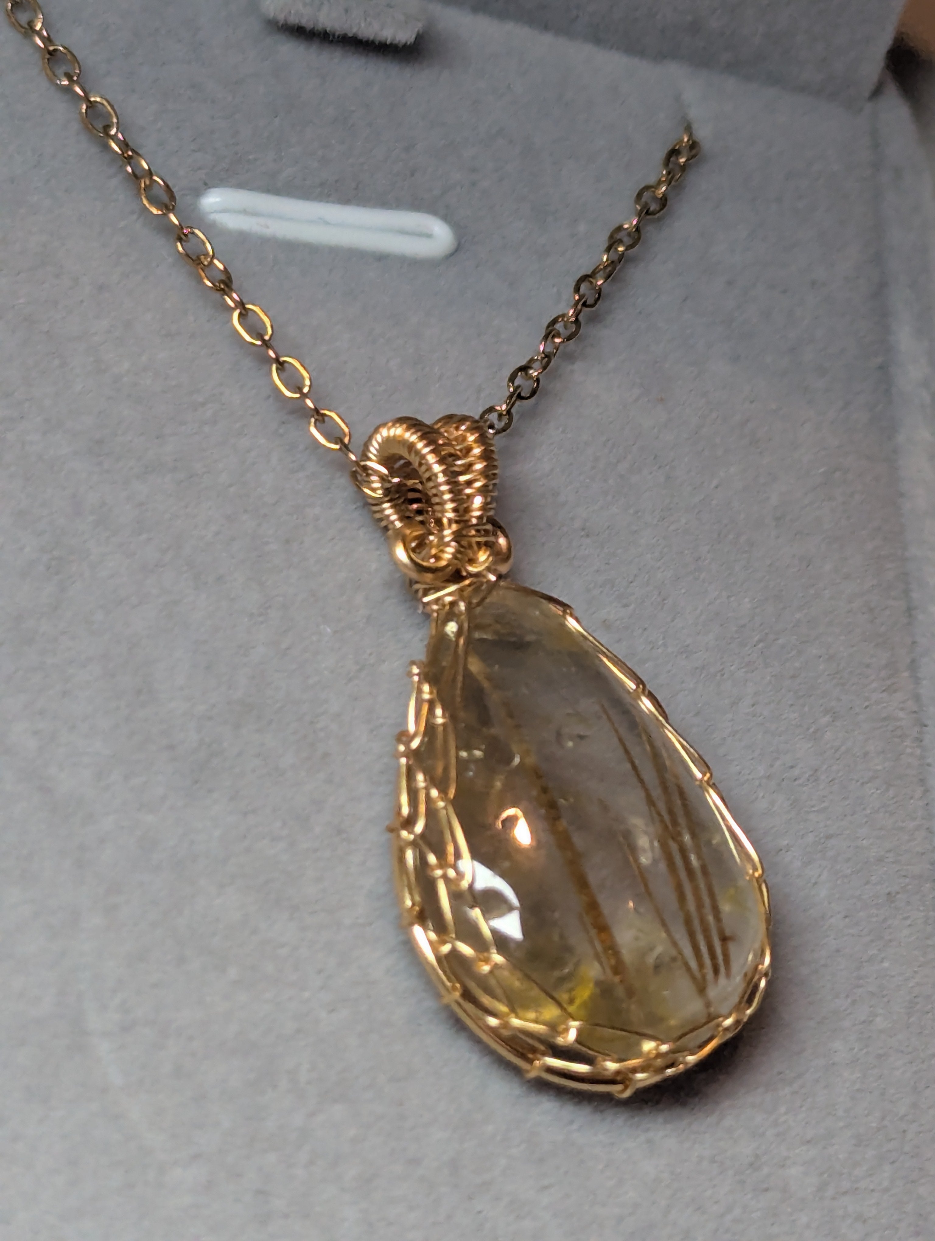 High quality golden Rutlile crystal handmade necklace