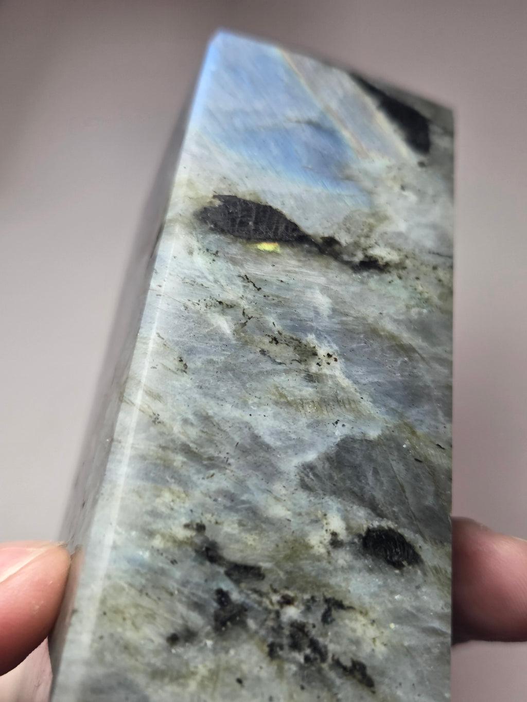 Labradorite crystal tower carving