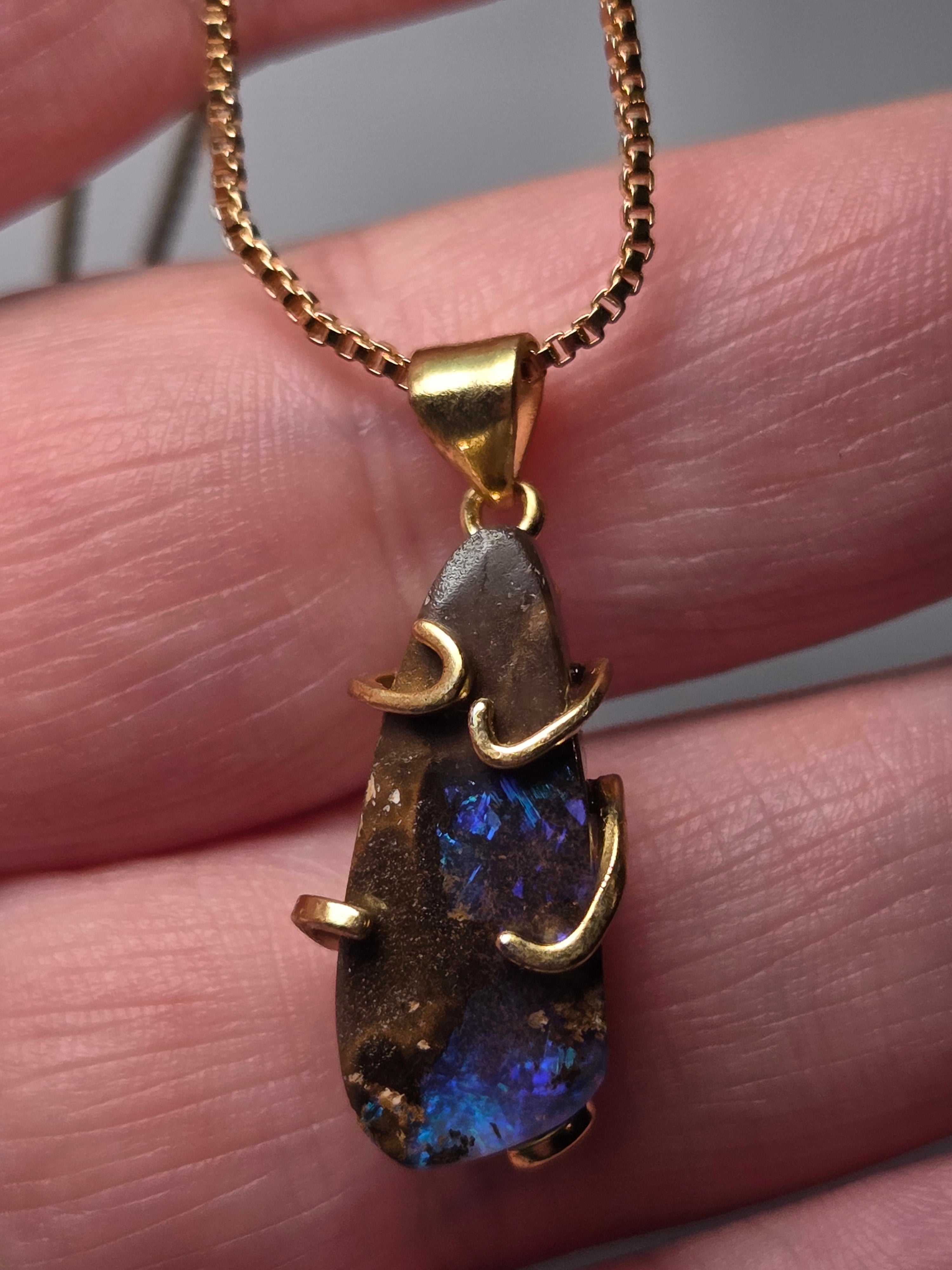 Handmade  bolder opal necklace s925