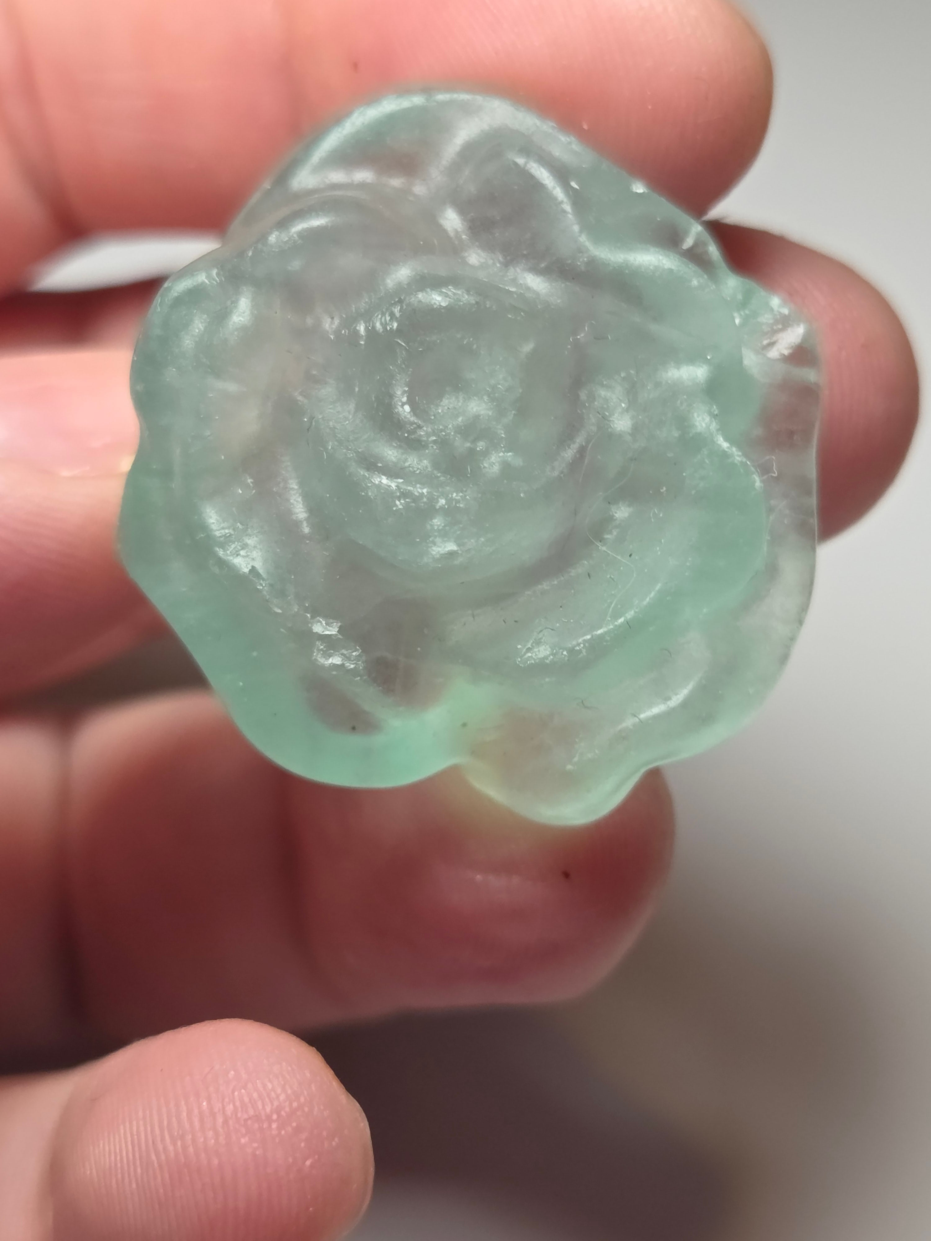 Green flouite crystal flower carving