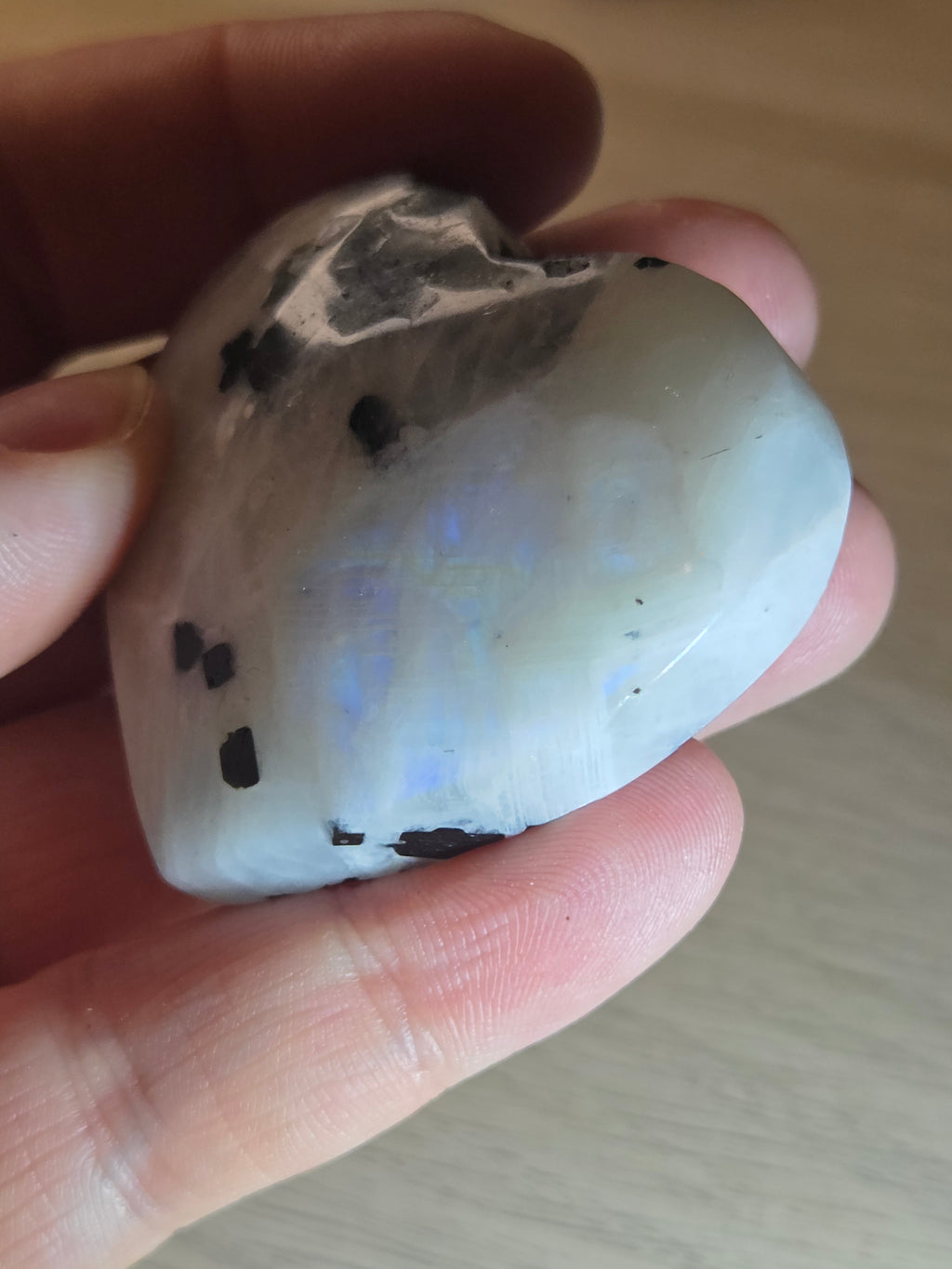 Rainbow moonstone crystal heart carving