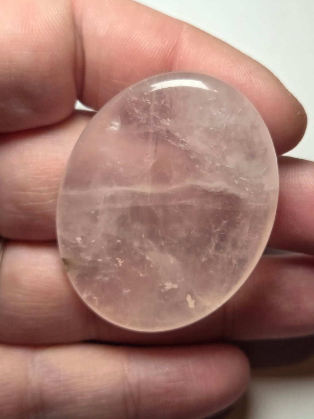 Rose quartz crystal worry stone