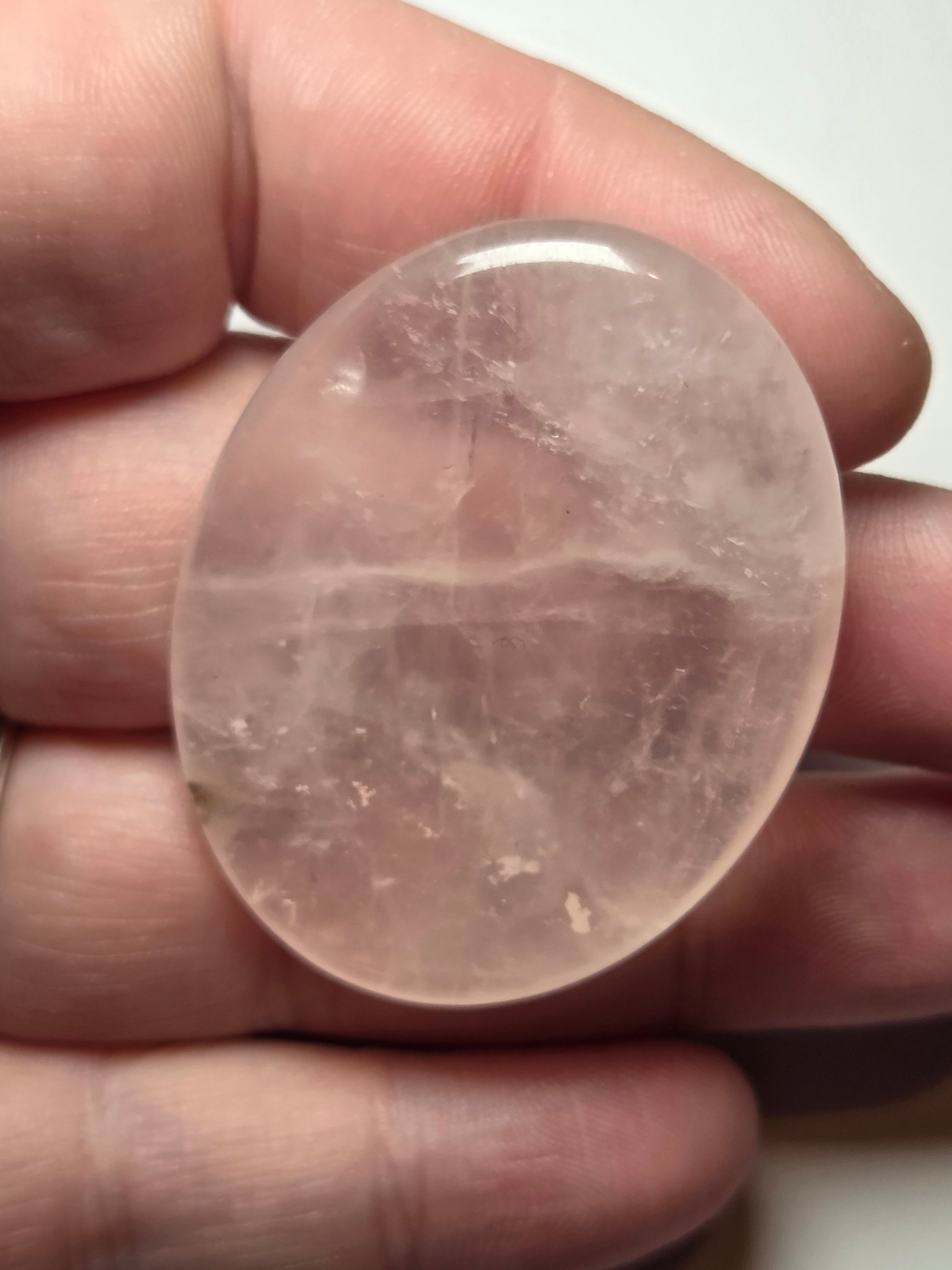 Rose quartz crystal worry stone